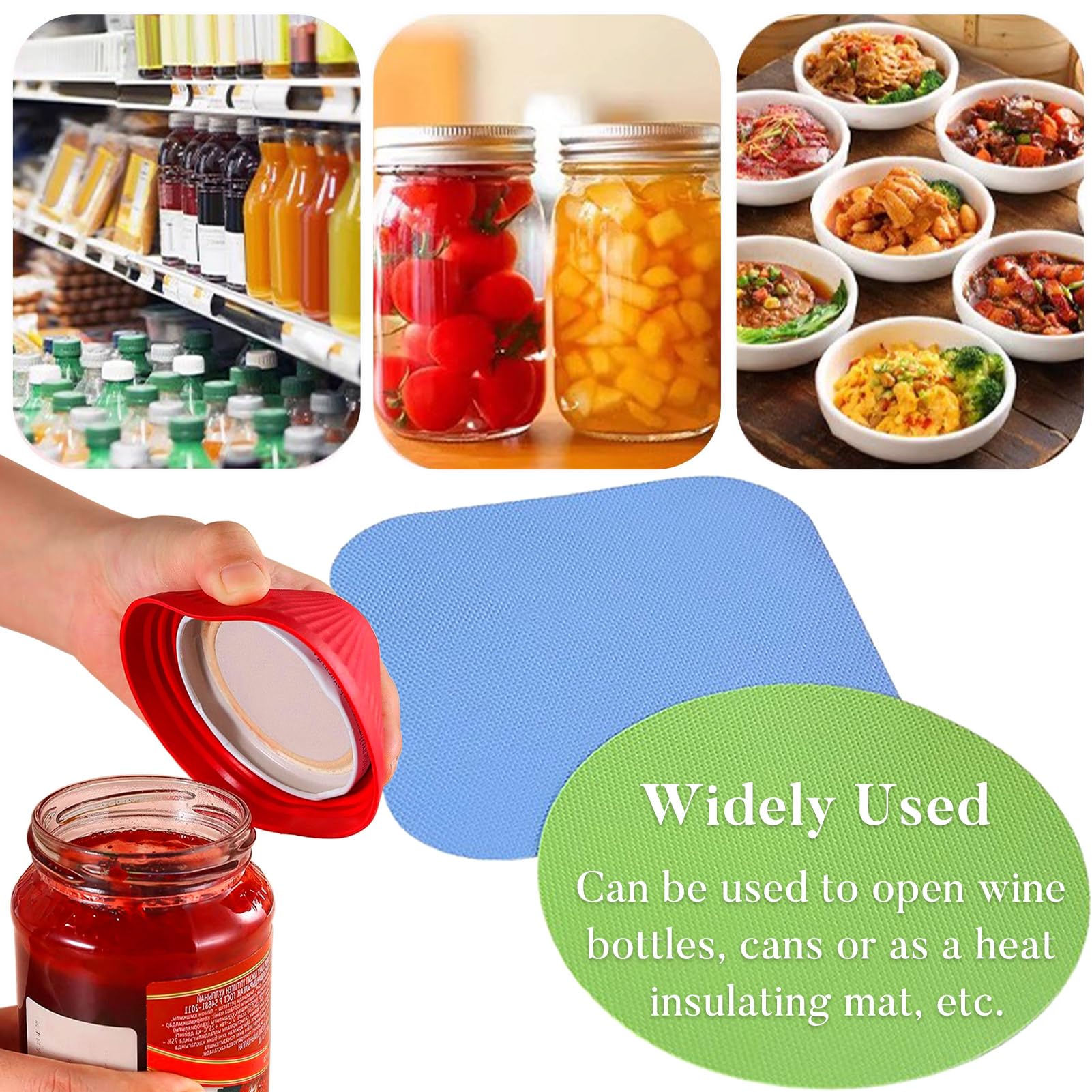 Lot de 4 Décapsuleurs en Caoutchouc Multifonction Ouvre Bocal Réutilisables Cuisine Ouvre Bouteille Antidérapants