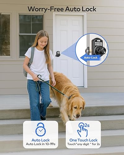 Miniatura 4 de TEEHO TE003 Cerradura de puerta con teclado de entrada sin llave con asa, cerraduras inteligentes digitales electrónicas para puerta delantera,