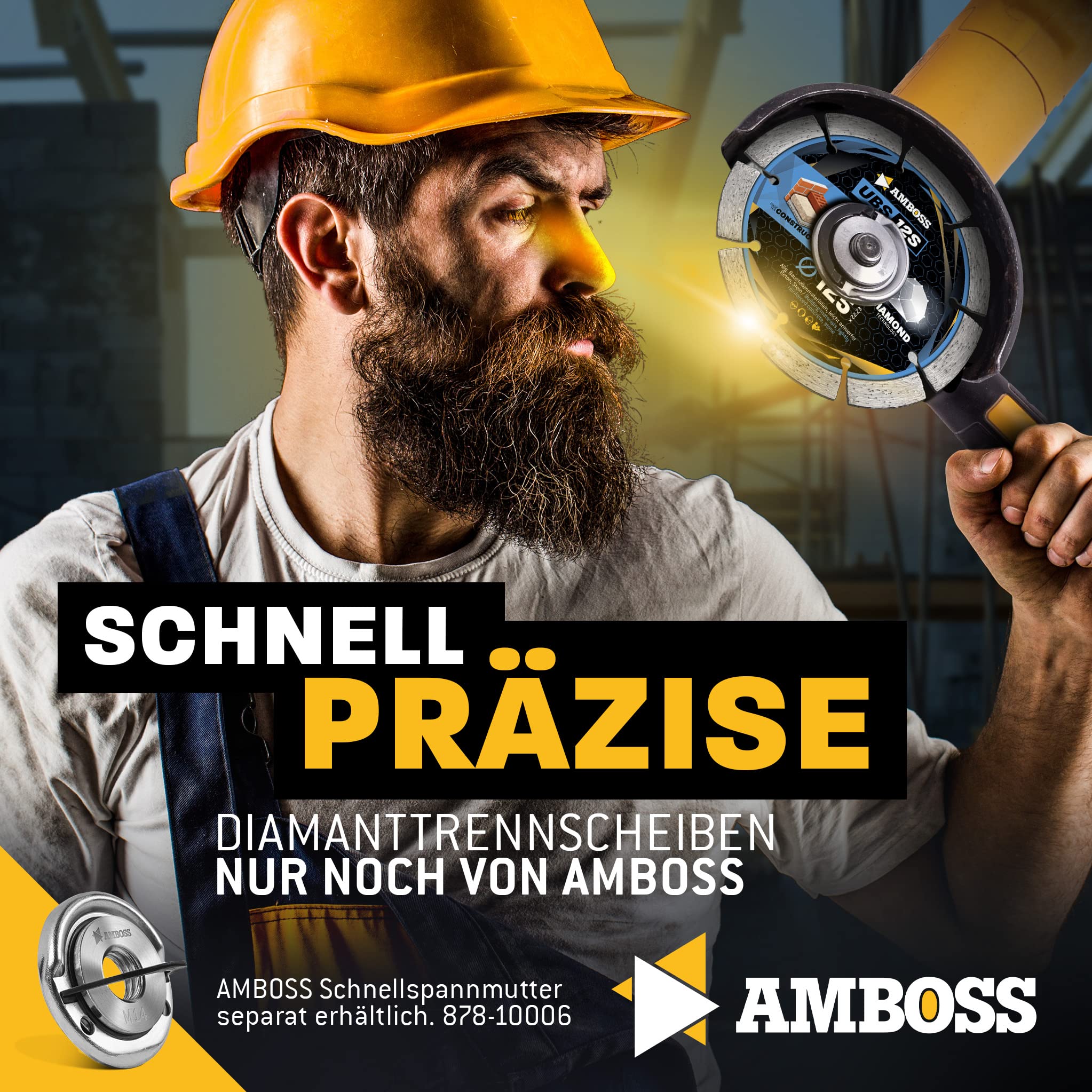 Amboss UBS 12S "Standard" - Disco da taglio diamantato, per cemento/pietra, diametro & foro a scelta, altezza segmento: 10 mm (sinterizzato), Ø 350 mm x 25,4 mm, 1