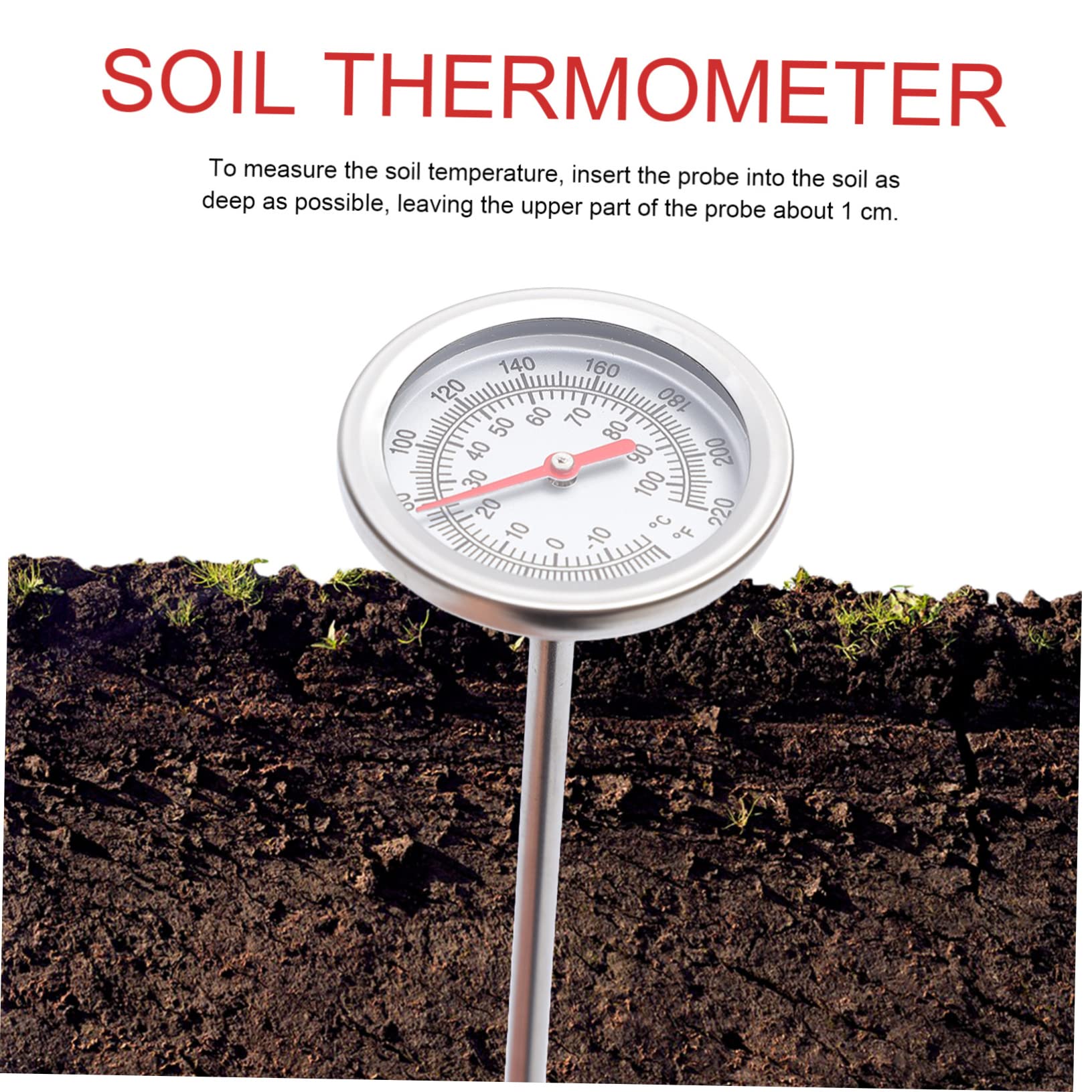 Gogogmee Planting Thermometer precision Stainless steel detector moisture detector extend probe compost Glass tool major hygrometer soil tester thermometer garden gauge probe