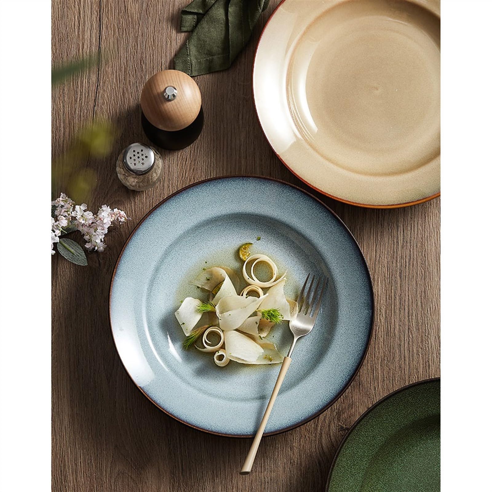 Assiette Plate à Dîner Assiette à dîner domestique en céramique de 10 pouces, hôtel haut de gamme, Restaurant, assiette à salade commerciale, plats de service Assiettes à Dessert(Blue)