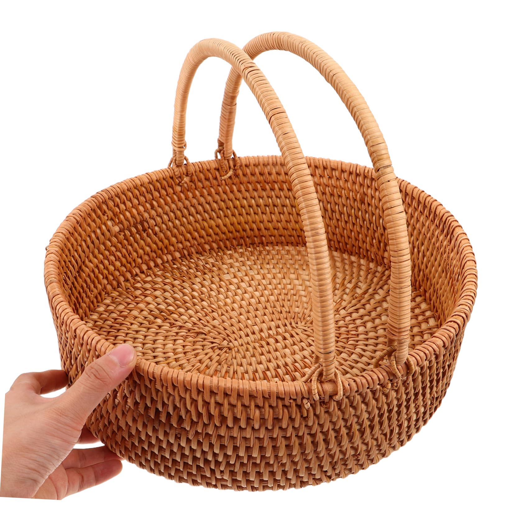 Kisangel Cesta De Mimbre para Frutas Tejida Mano Cesta De Almacenamiento De Ratán con Asa para Decoración del Hogar Picnic Jardín o Servir Verduras