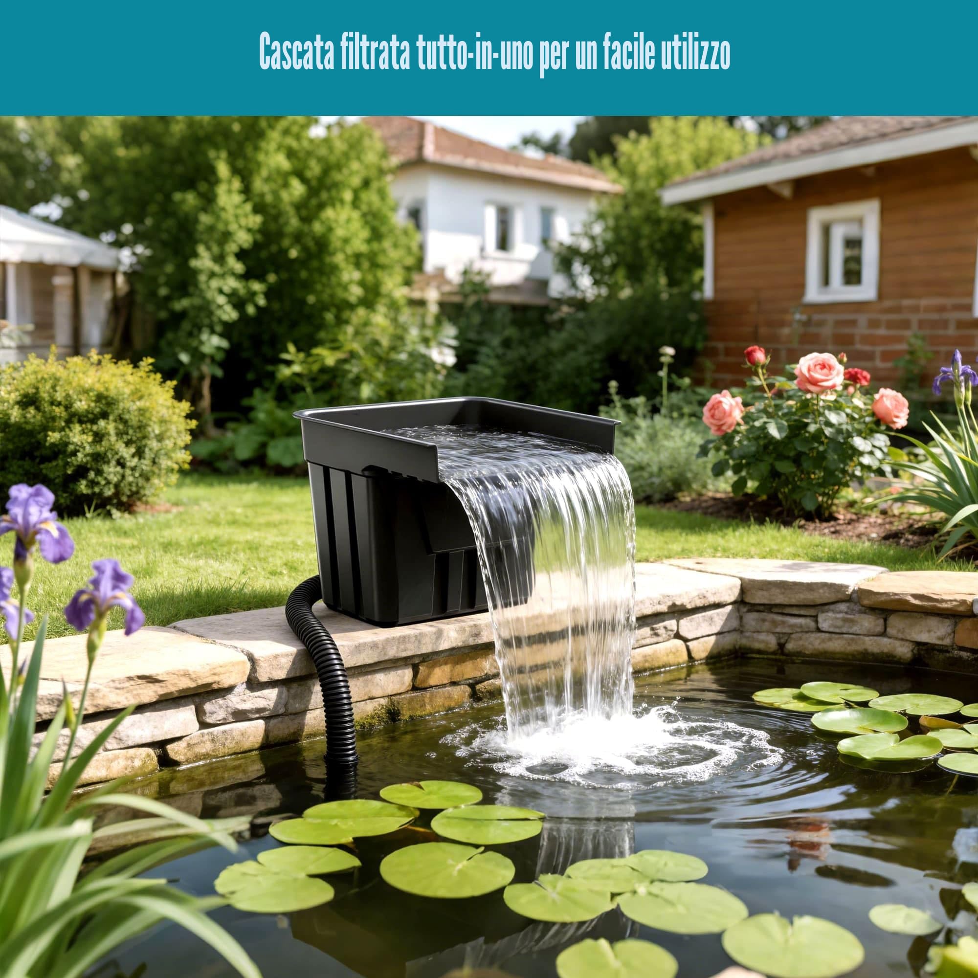 Biling Set completo per stagno, cascata con filtro per laghetto, con pompa per laghetto da 80 W, 4500 l/h, cascate, ruscelli da giardino, gioco d'acqua