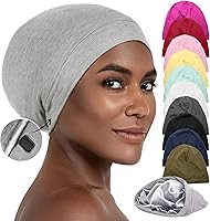 Vista 11 de CAPLORD Gorro de satén para dormir, envoltura de pelo rizado para hombres, gorros de seda ajustables para mujeres, gorro de seda para el cabello
