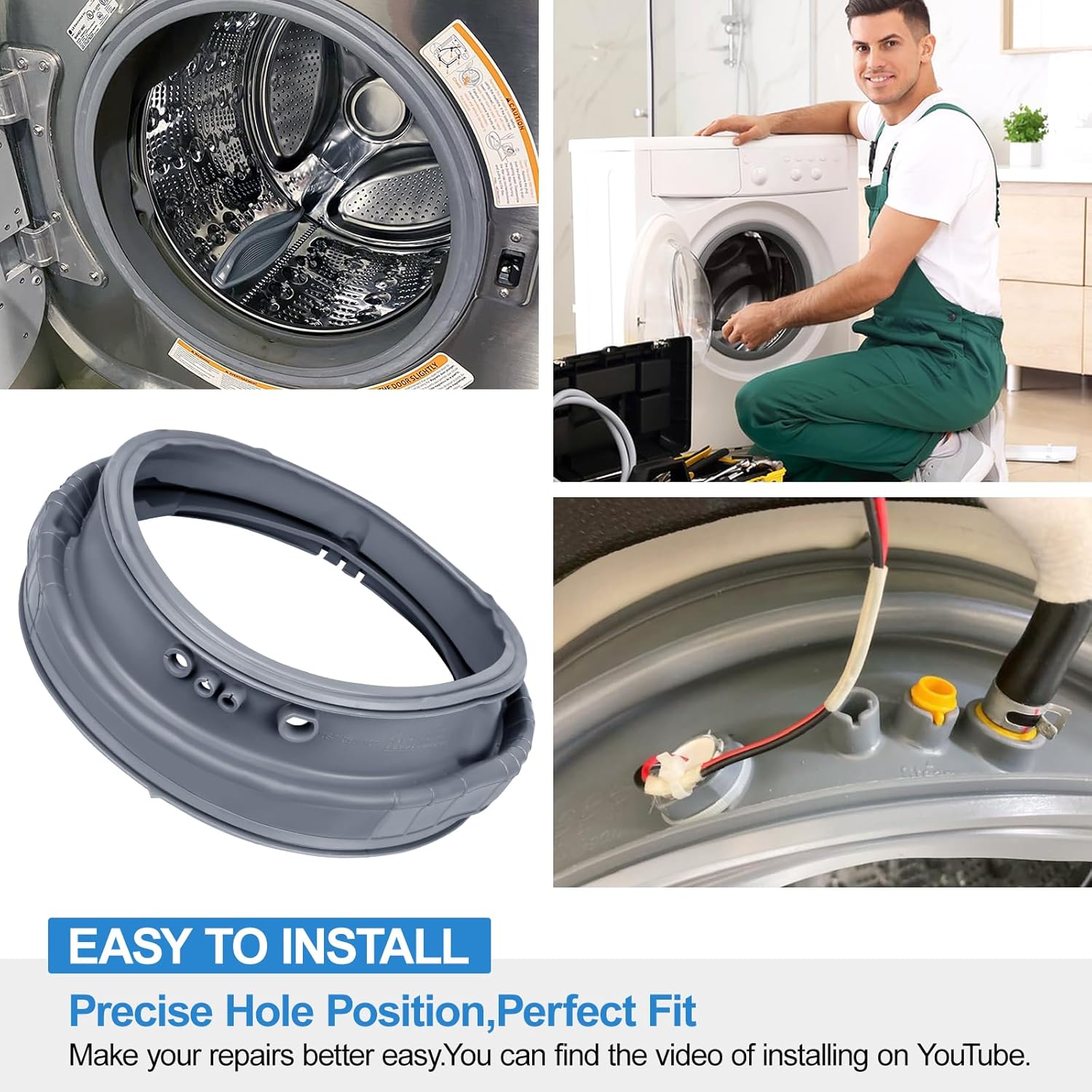 Upgraded MDS47123608 Washer Door Boot Gasket Compatible with LG Kenmore Washer Door Seal, Washing Machine Door Boot Gasket AP5668418 PS6448330 WM4270HWA WM4270HVA WM4070HWA WM8000HVA WM8000HWA/HVA