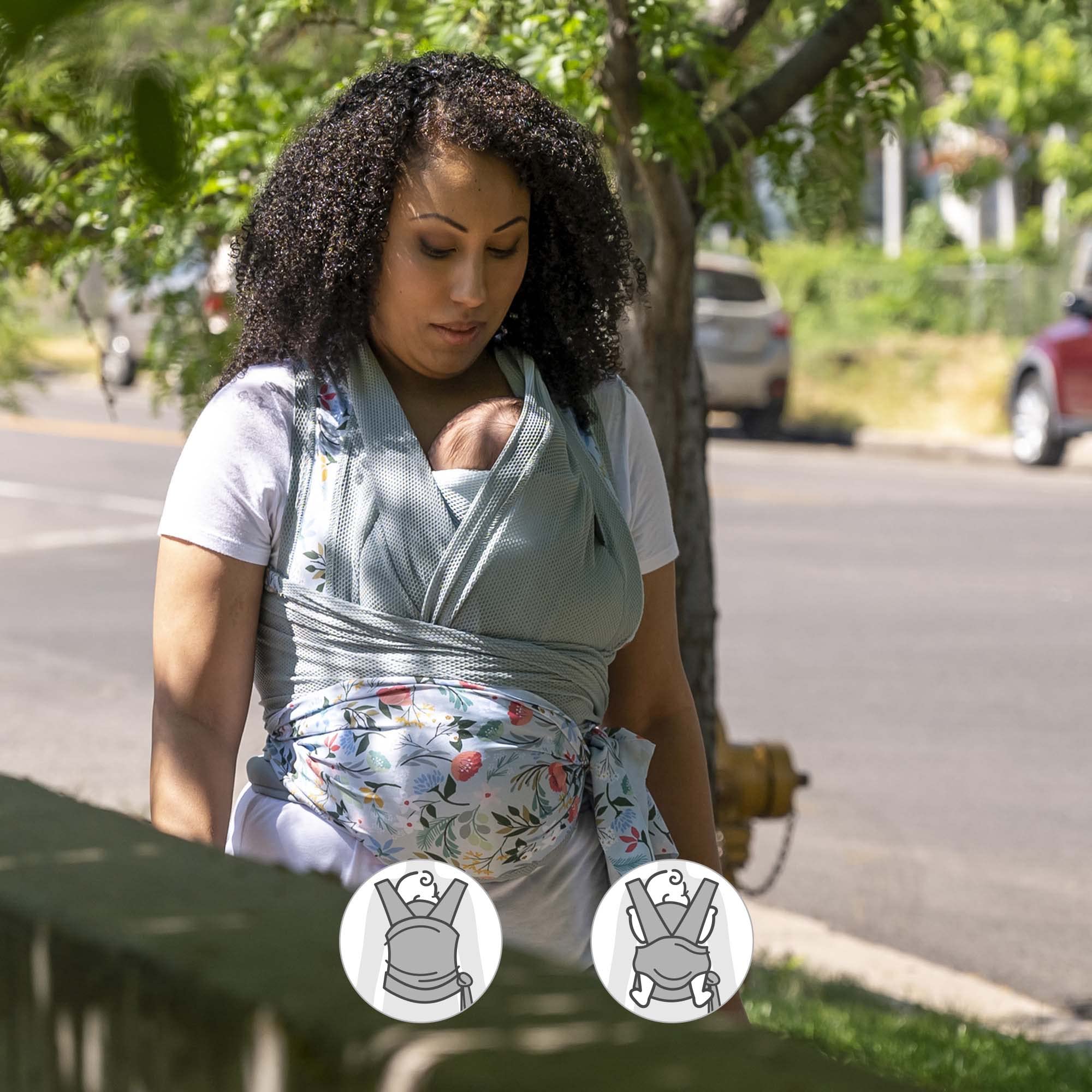 Baby Carrier ComfyHug, Blue Floral, HardwareFree