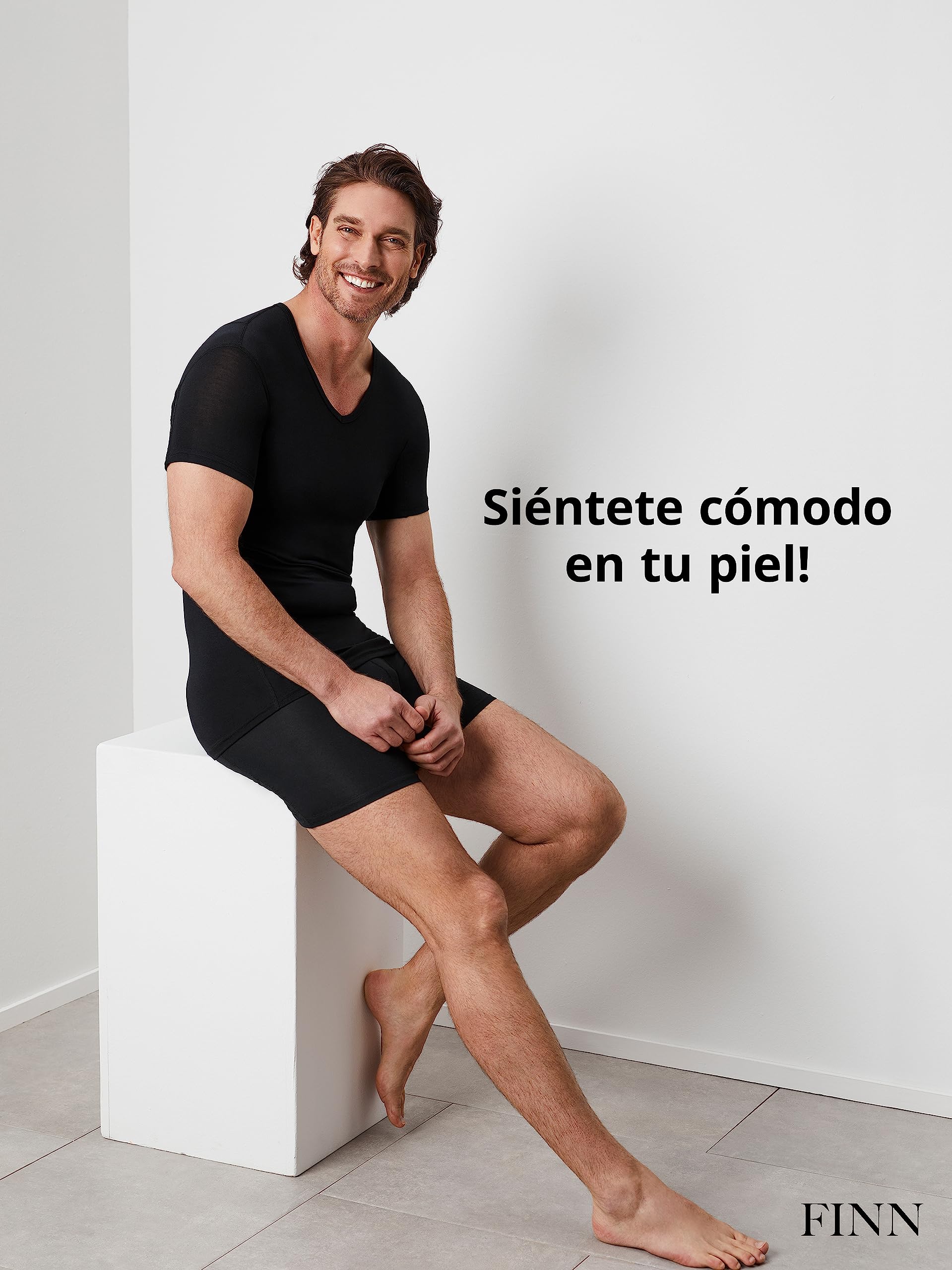 FINN Camiseta Anti-Sudor Hombre con inserción en la Espalda y Parches antisudor contra la Sudoración Intensa - Camiseta Interior con Protección Garantizada contra Manchas de Sudor y Mal Olor