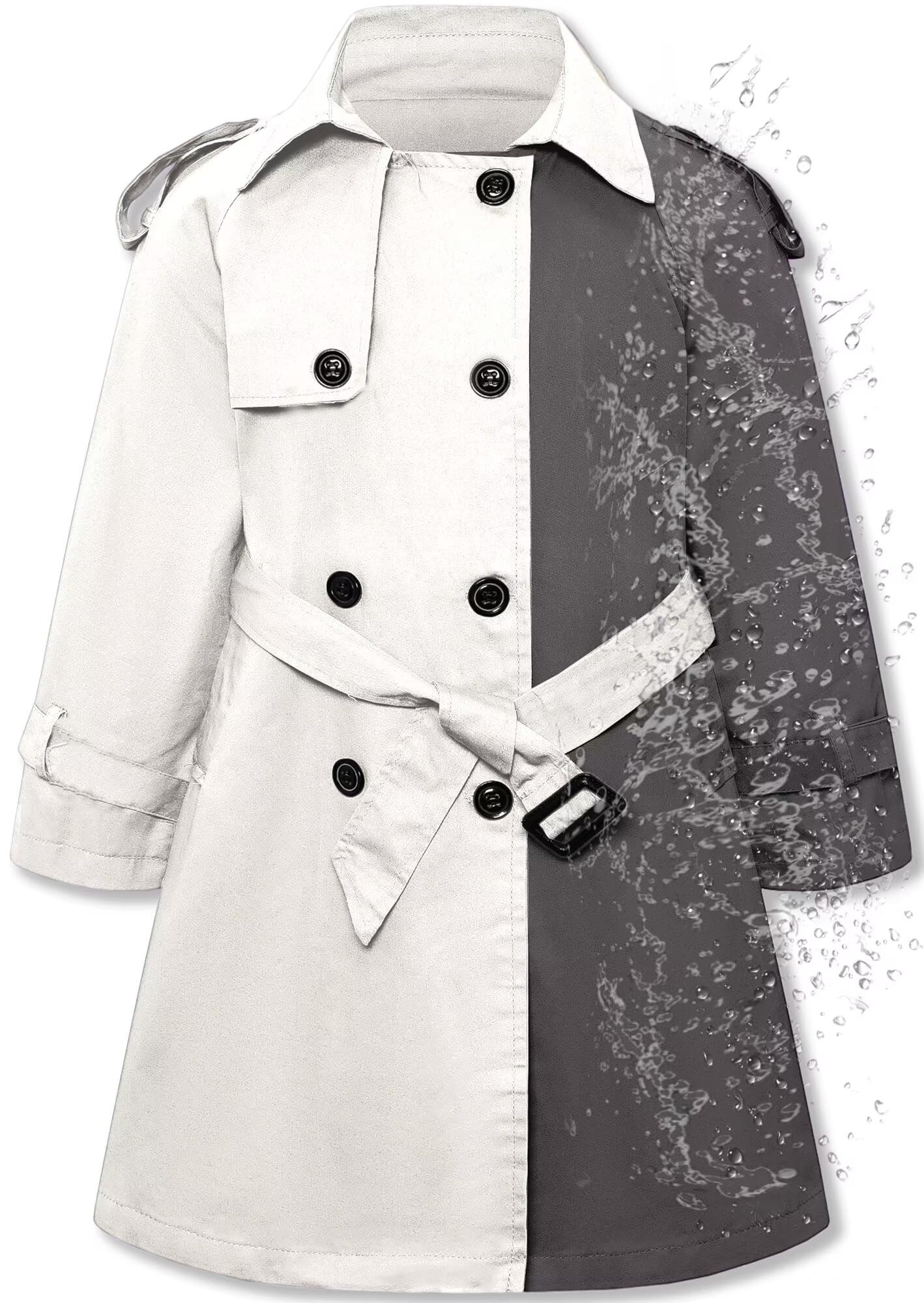 Betusline Womens &amp; Girls Waterproof Trench Coat Double Breasted Lapel Overcoat Outerwear, 3 Years - Women 2XL