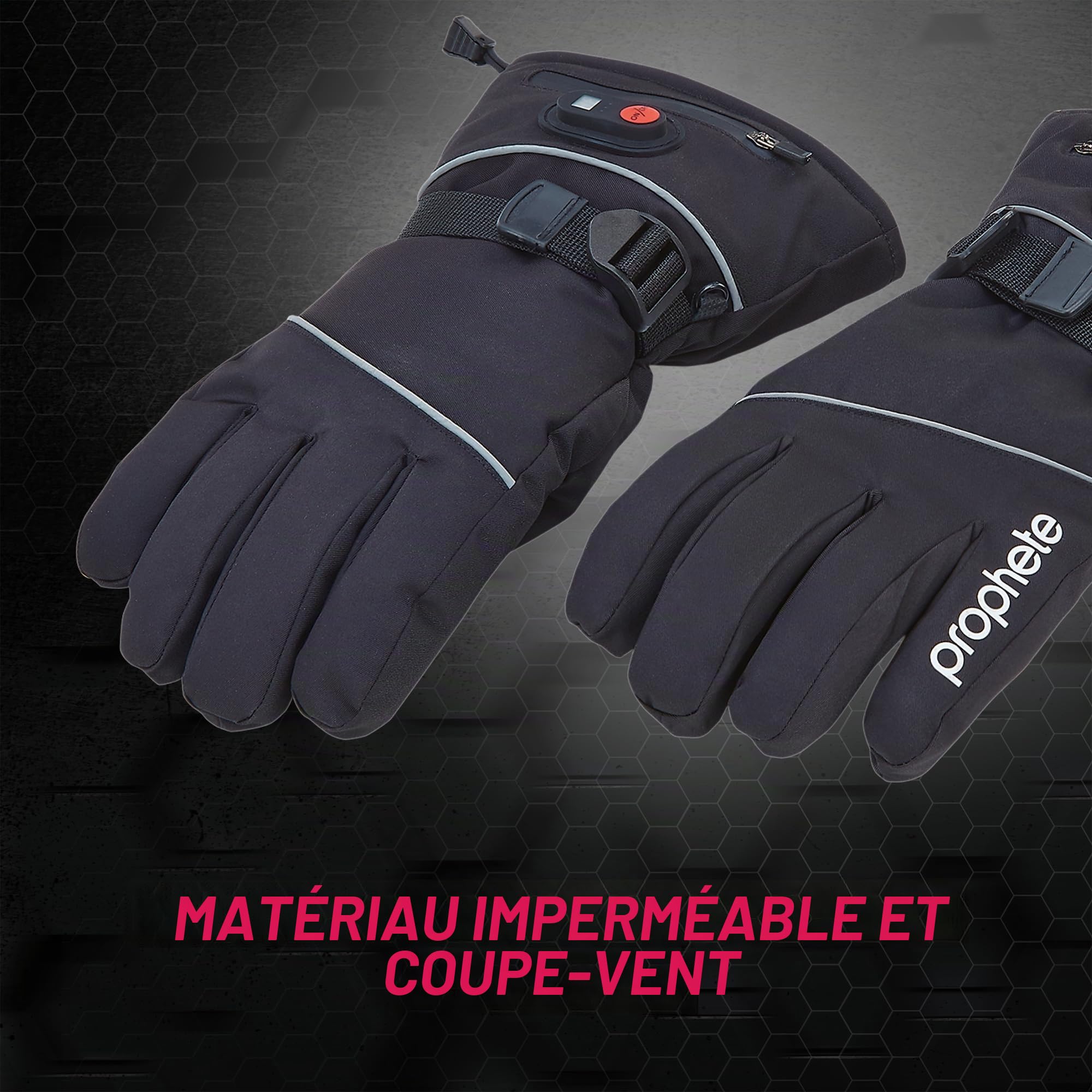 Prophete Gants Chauffants, Taille S/M, Batterie de 2600 mAh, compatibles avec écran Tactile, Noirs, Gants de Cyclisme Chauffants