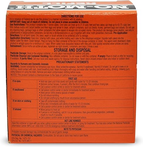 Miniatura 3 de No hay polillas de repuesto para colgar armario, mata polillas de ropa, escarabajos de alfombra, huevos y larvas (2 pasteles de polilla, paquete de