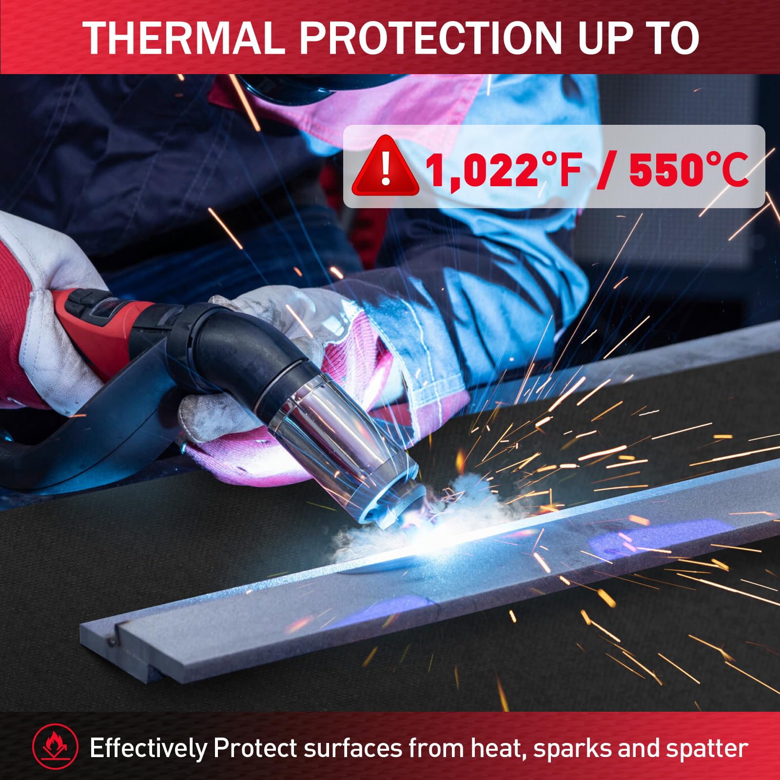 Manta de soldadura recubierta de silicona de 4 x 6 pies, tela resistente al calor, mantas resistentes al fuego de 550.0 °C, manta de aislamiento de alta temperatura para uso industrial, fumador