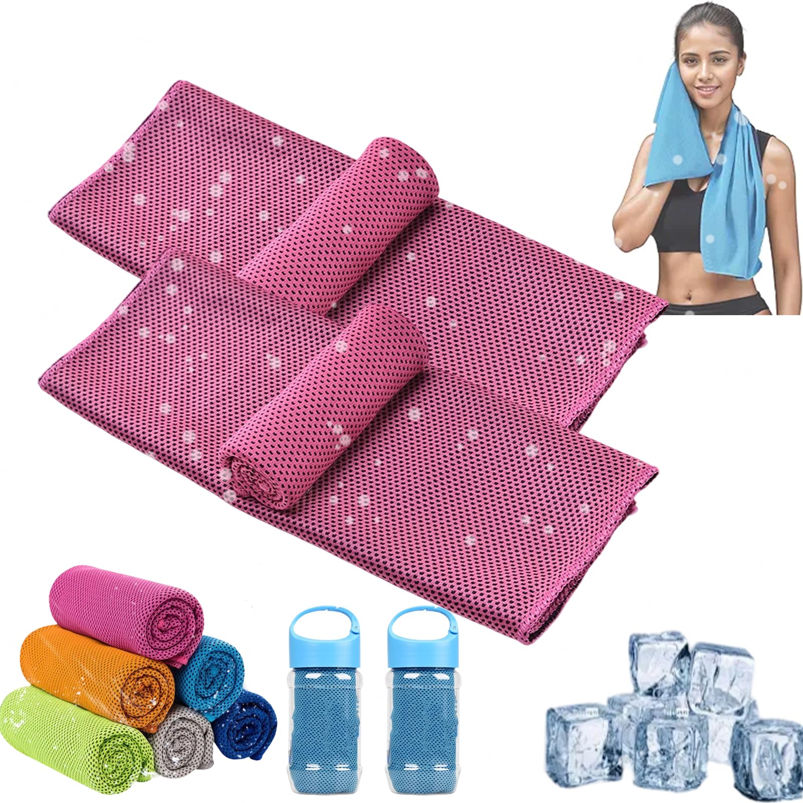 Towelnado Cooling Towel, Ice Cool Towels, Soft Breathable Chilly Gym Towel For Neck Face, Fast Drying Cooling Scarf Cloth for Workout (Red*2)