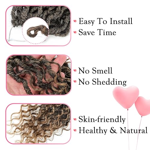 Miniatura 5 de Cabello sintético de ganchillo Goddess Locs de 16 pulgadas para mujeres negras, cabello sintético de ganchillo con extremos rizados (T27)