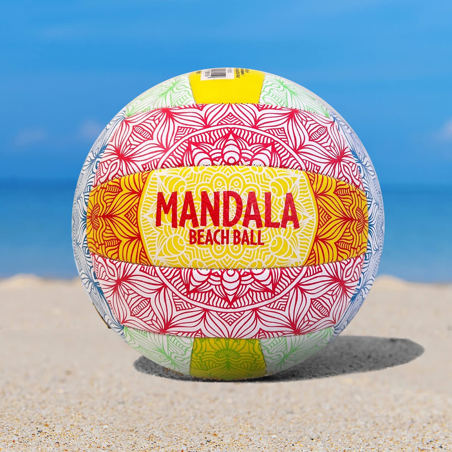 MONDO Mandala Pallone Beach Volley, Colore Bianco Giallo Arancione, Misura 5, 13815