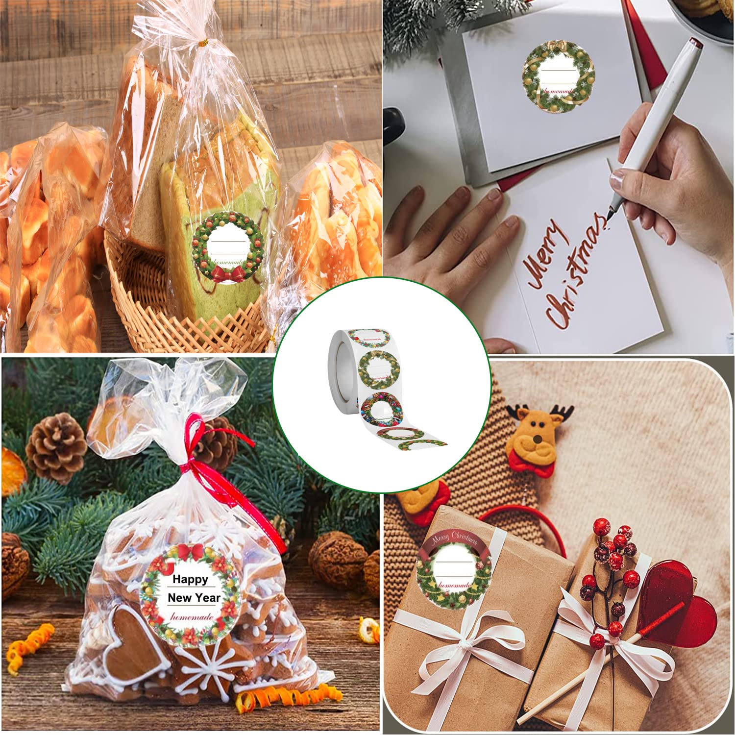 Sobres Regalo 500Pcs Pegatinas Kraft Regalo Navidad, 4 Cm Redonda, Etiquetas Adhesivas Navideñas Etiquetar Papel Bolsa Embalaje Regalo Decoración Adorno Tarjetas Sobres De Papel