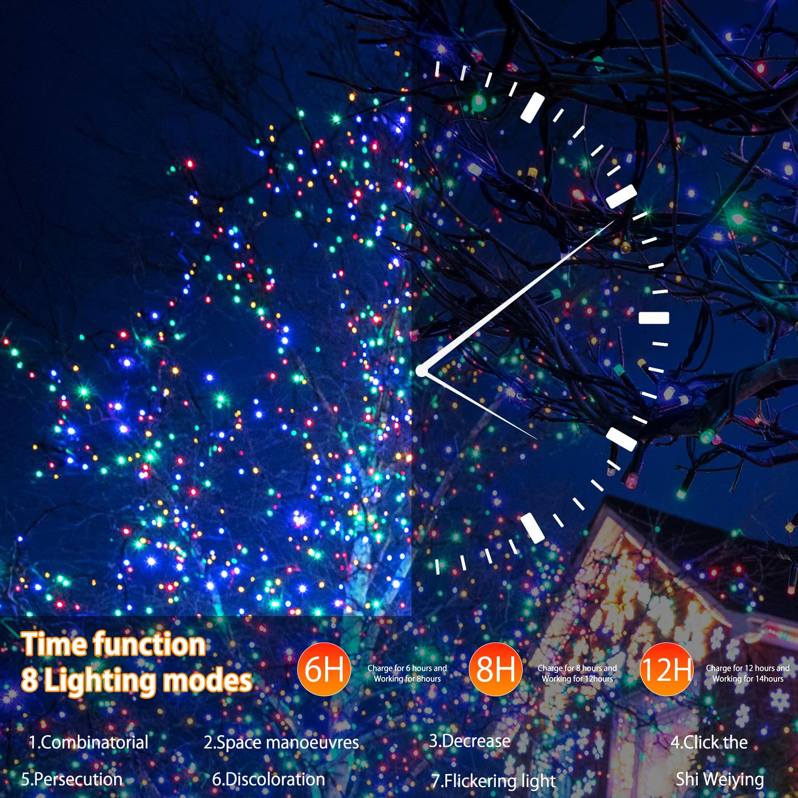 SOLARBABY Luci Natale Esterno Solare,66m 640 LED Catena Luminosa Esterno Solare Impermeabile con Telecomando,19 Modalità Luci Esterno Energia Solare Decorative per Giardino Patio Albero,Colorate