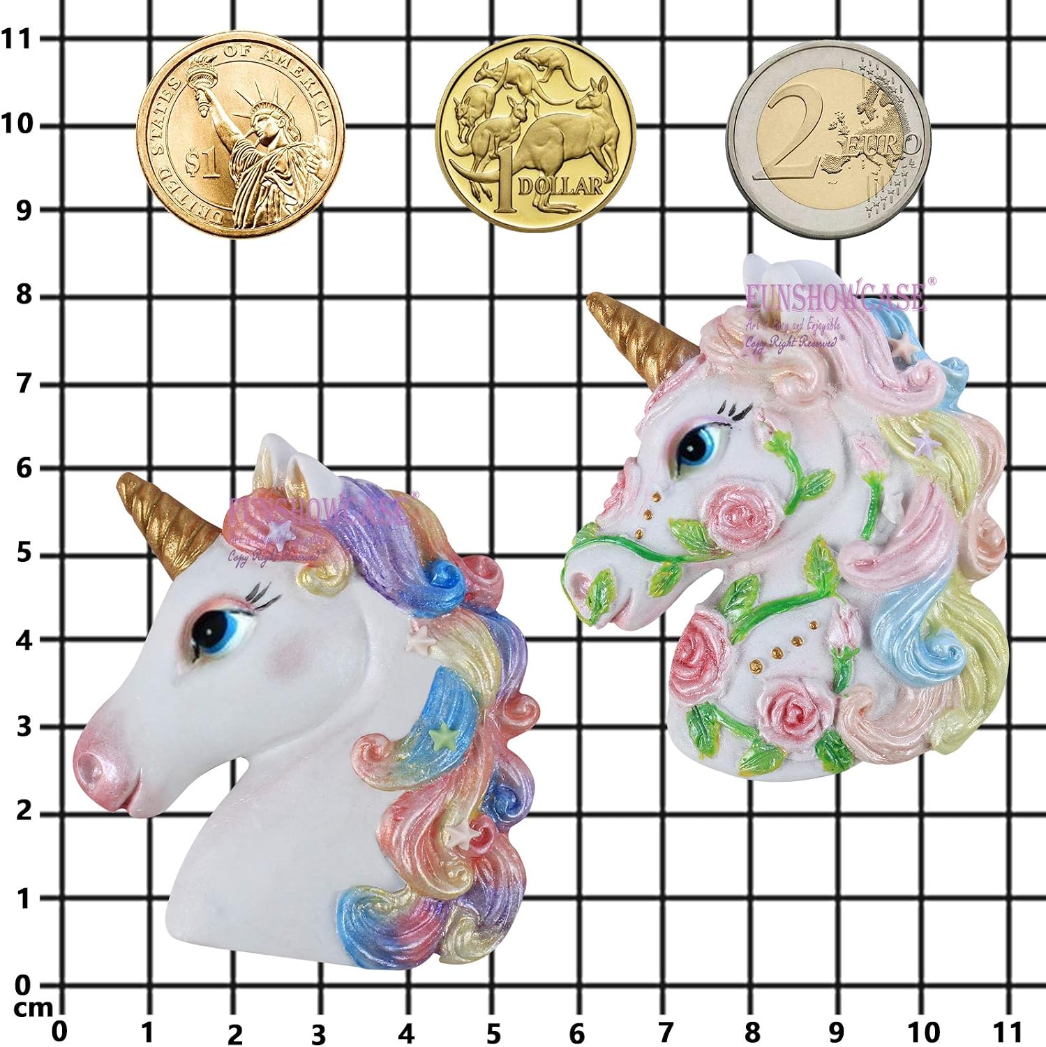 FUNSHOWCASE Unicorn Fondant Silicone Mold Cupcake Topper Cookie Cake Decoration