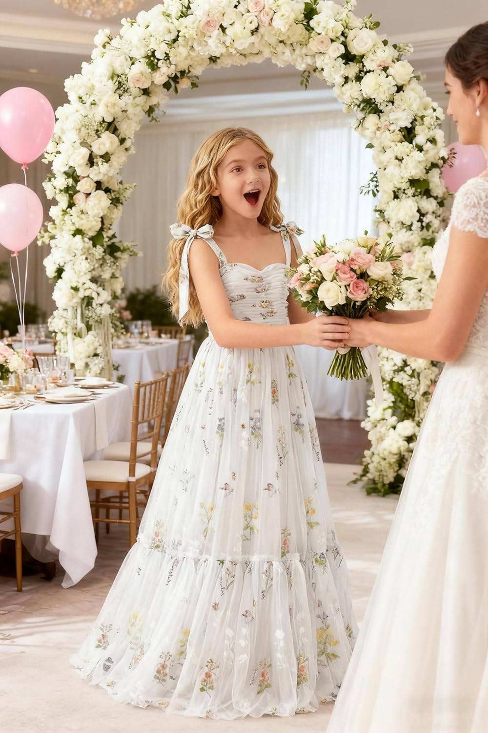 Floral Embroidery Tulle Flower Girl Dress Sweetheart Girl Prom Dresses Fairy Long Girl Formal Gown UJR123 - Image 6