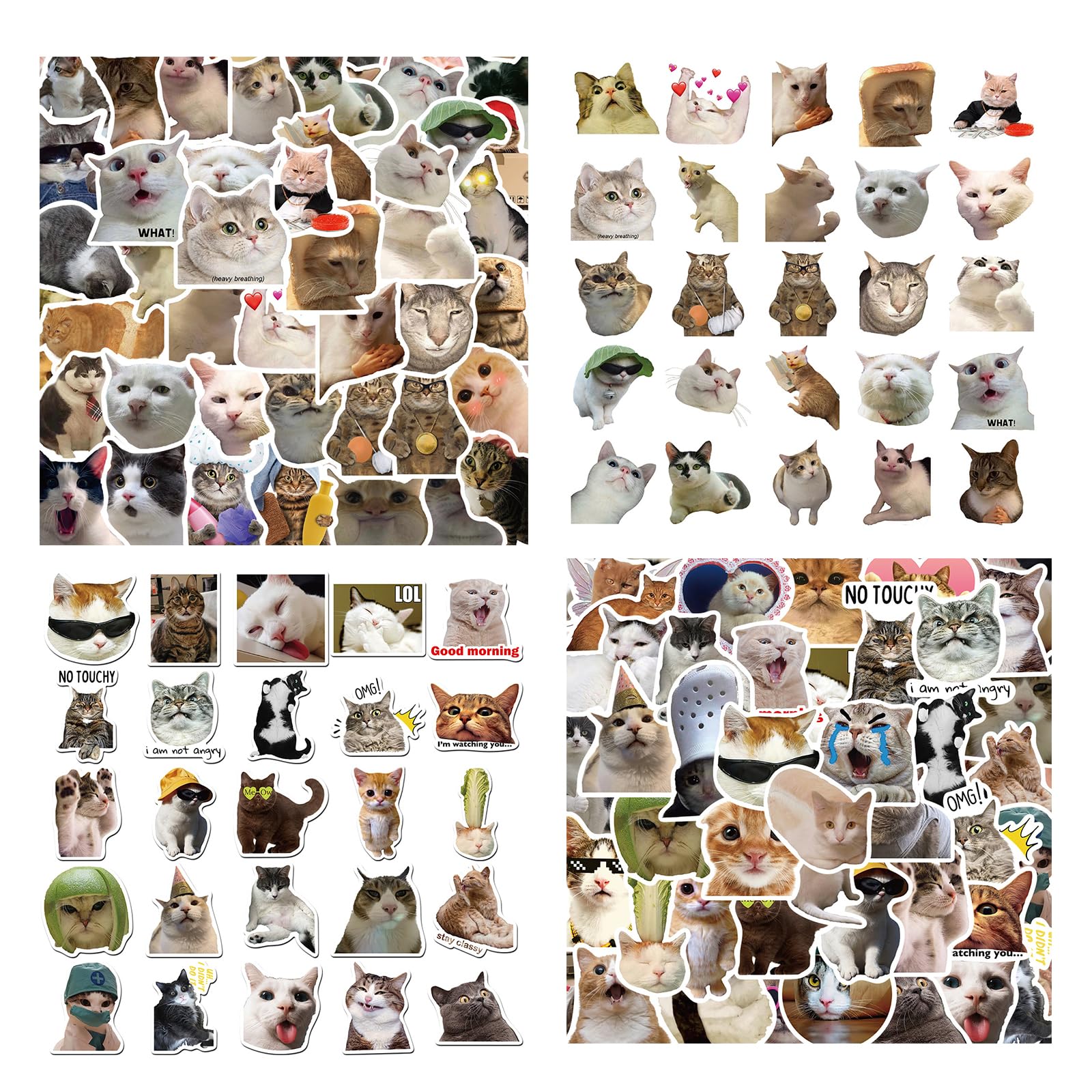 MFCGHXR 100 piezas calcamonias gatos, memes pegatinas, pegatinas kawaii gatos, adecuadas para publicar computadoras portátiles, botellas de agua, guitarras, maletas, patinetas, cuadernos y más