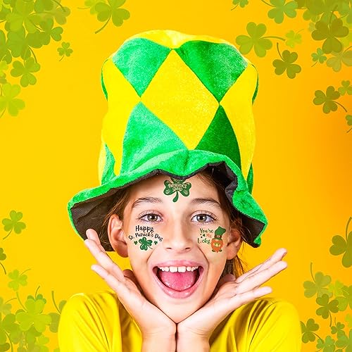 Miniatura 4 de 80 hojas únicas de tatuajes del día de San Patricio  Accesorios del Día de San Patricio  Tatuajes de trébol del día de San Patricio, increíbles