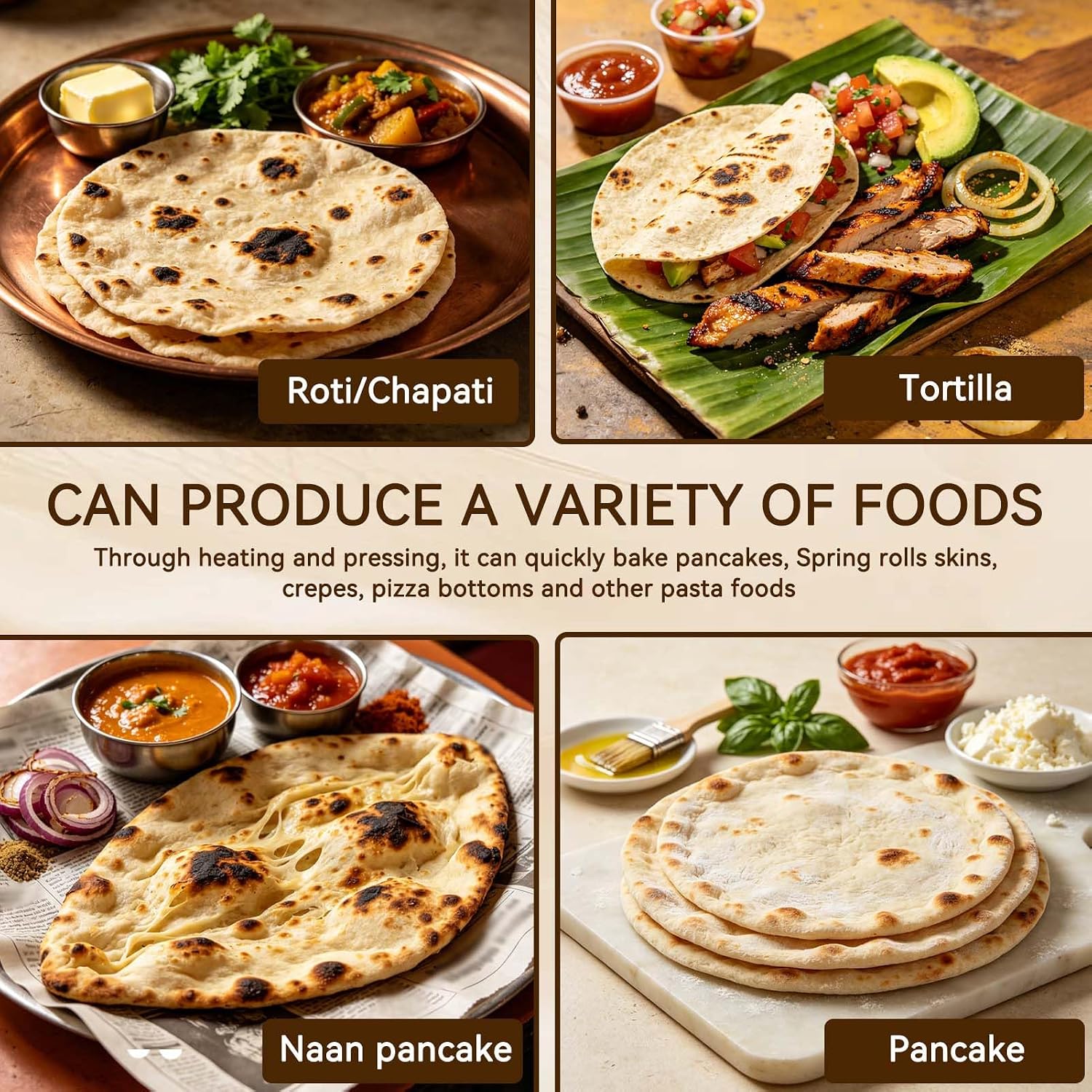 Electric Tortilla Maker, 10in Knob Temperature Control Anti Stick Roti Maker Machine with Stainless Steel Cover Tortilla Cooker for Homemade Tortillas, Rotis, Chapatis