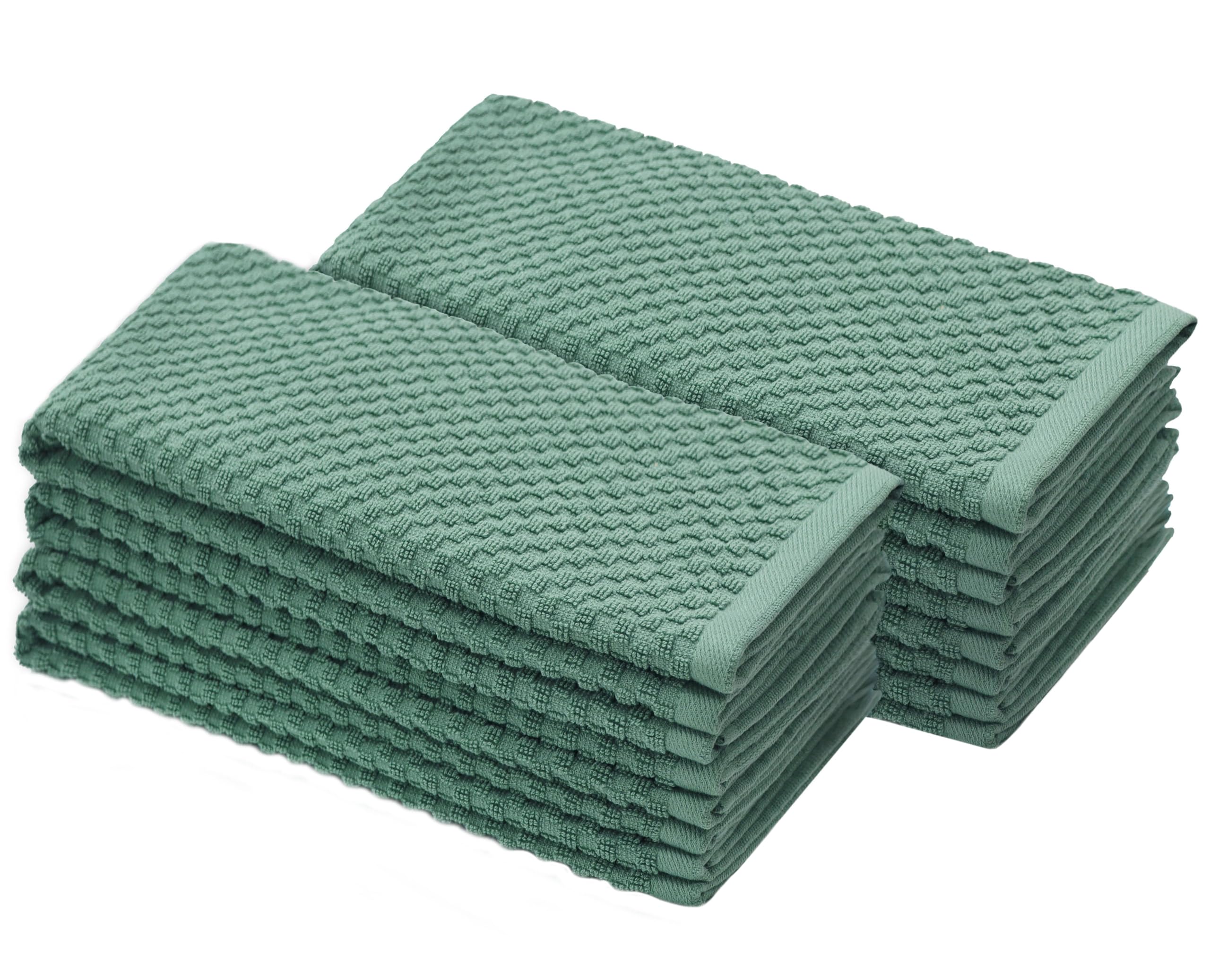 COTTON CRAFT Set di 8 strofinacci in spugna, 100% cotone, trama a nido d'ape, morbidi, assorbenti, ad asciugatura rapida, a basso contenuto di lanugine, riutilizzabili, 40,6 x 71 cm, bianco (seafoam)