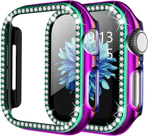 Miniatura 7 de adepoy - Carcasa para Apple Watch con protector de pantalla y cristales brillantes, protección completa para iWatch Series 654321 SE
