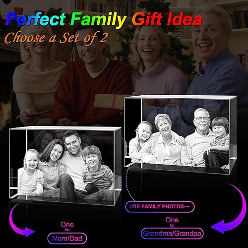 Miniatura 2 de Regalos de cumpleaños personalizados con foto de cristal 3D, regalos de cumpleaños para ella, él, mamá, mujeres, parejas, cristal grabado con láser