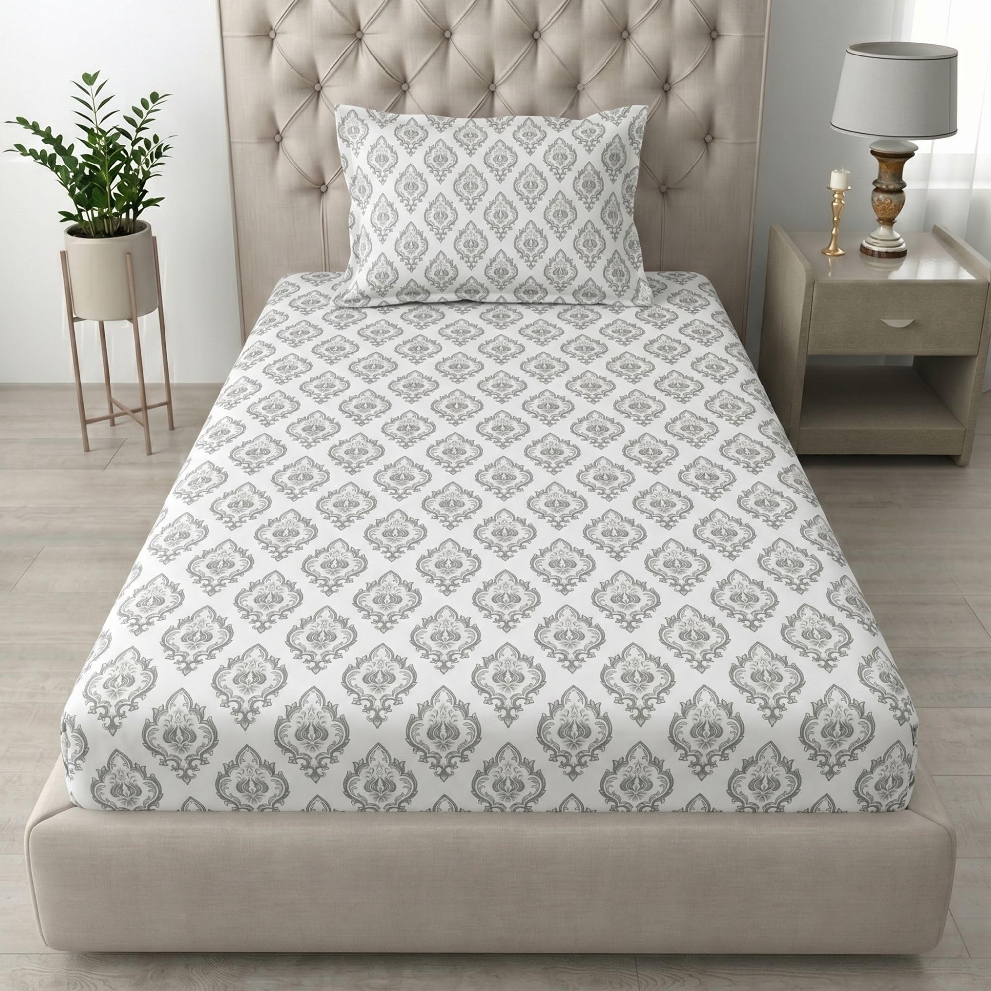Mafatlal Grace Classic Single Bedsheet | 186 TC | 60x90 Inch | Long Lasting Cotton with Rich Feel | Comfortable & Stylish Print Design | Classic Grey-picture-28