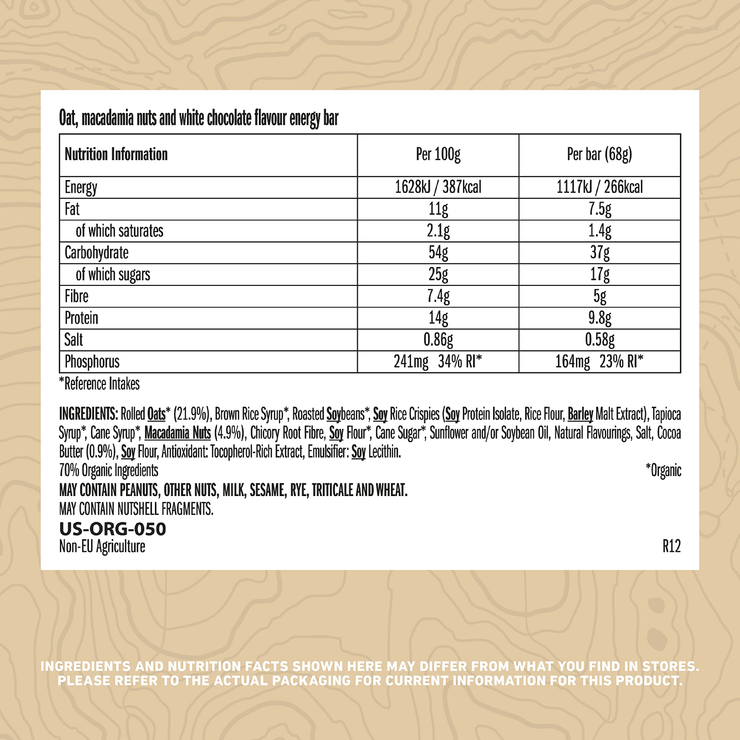 Clif Barretta di noci di macadamia al cioccolato bianco 68 g (Pack of 12)