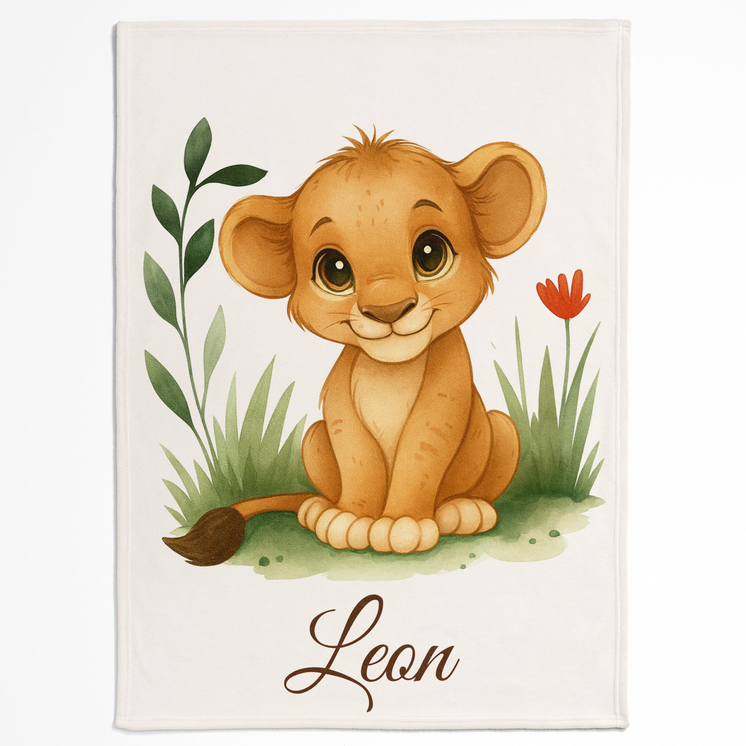 Couverture Bébé Personnalisée avec Nom - Douillette Couverture de Milestone en Polaire Minky, Idéale comme Cadeau de Naissance, Disponible en Plusieurs Tailles (Lionceau)