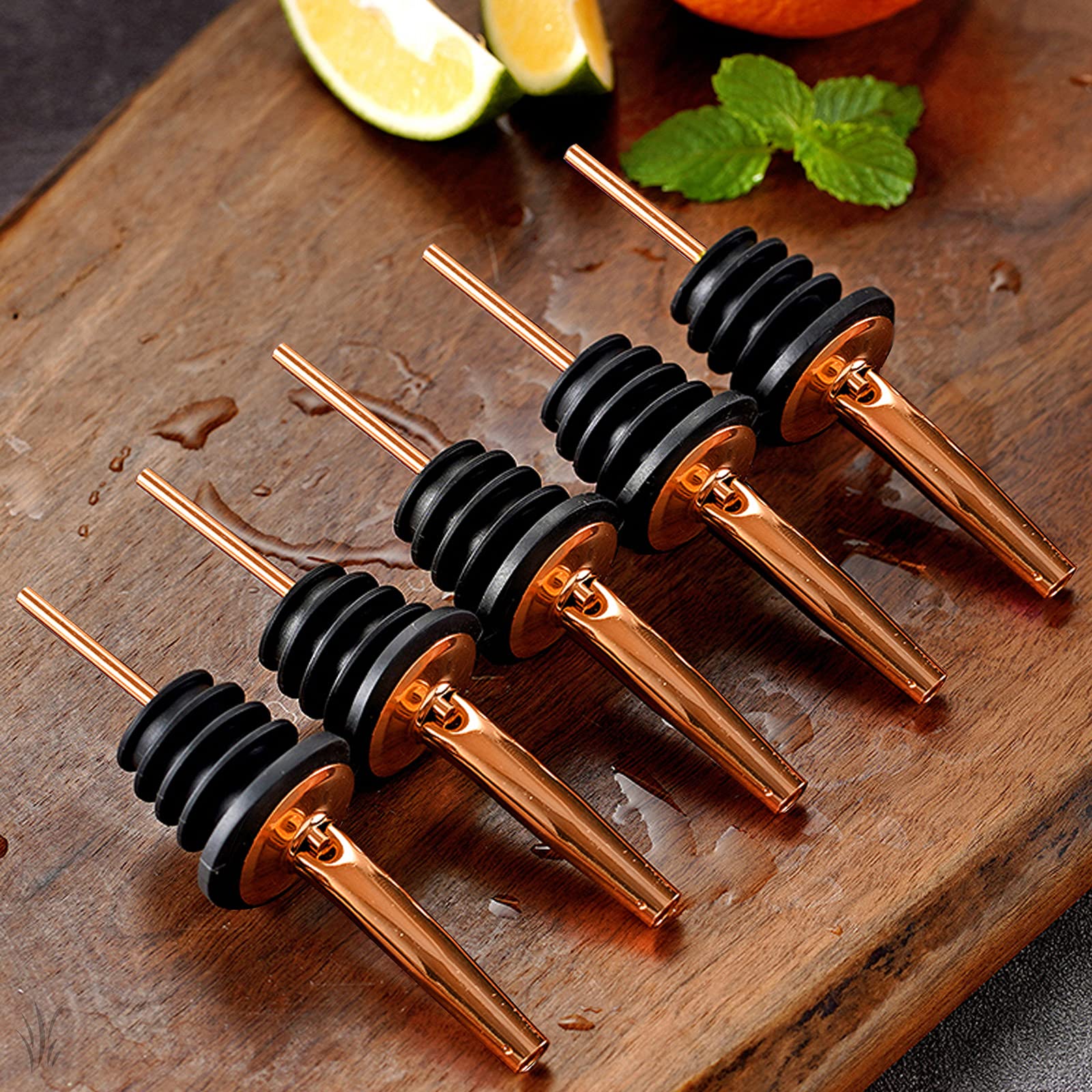 Beccucci versatori per liquori, in acciaio inox, classici, con sbavature pulite, in metallo, antiruggine, per bar, club, ristoranti e uso domestico (rame) (confezione da 24)
