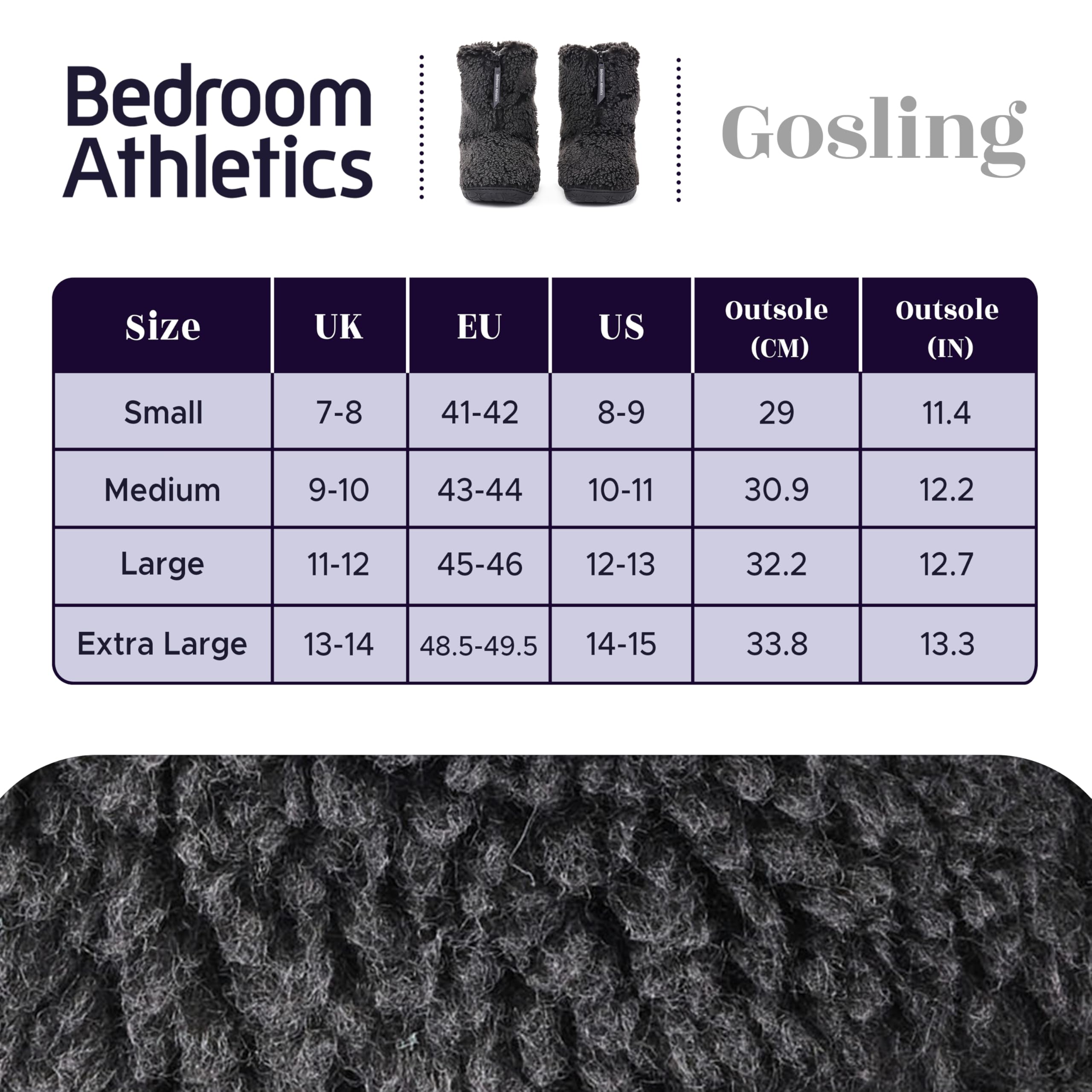 Bedroom Athletics Gosling - Pantuflas de sherpa con punta de nieve para hombre, suaves, cálidas, con cierre de cremallera, espuma viscoelástica, duraderas, lavables a máquina