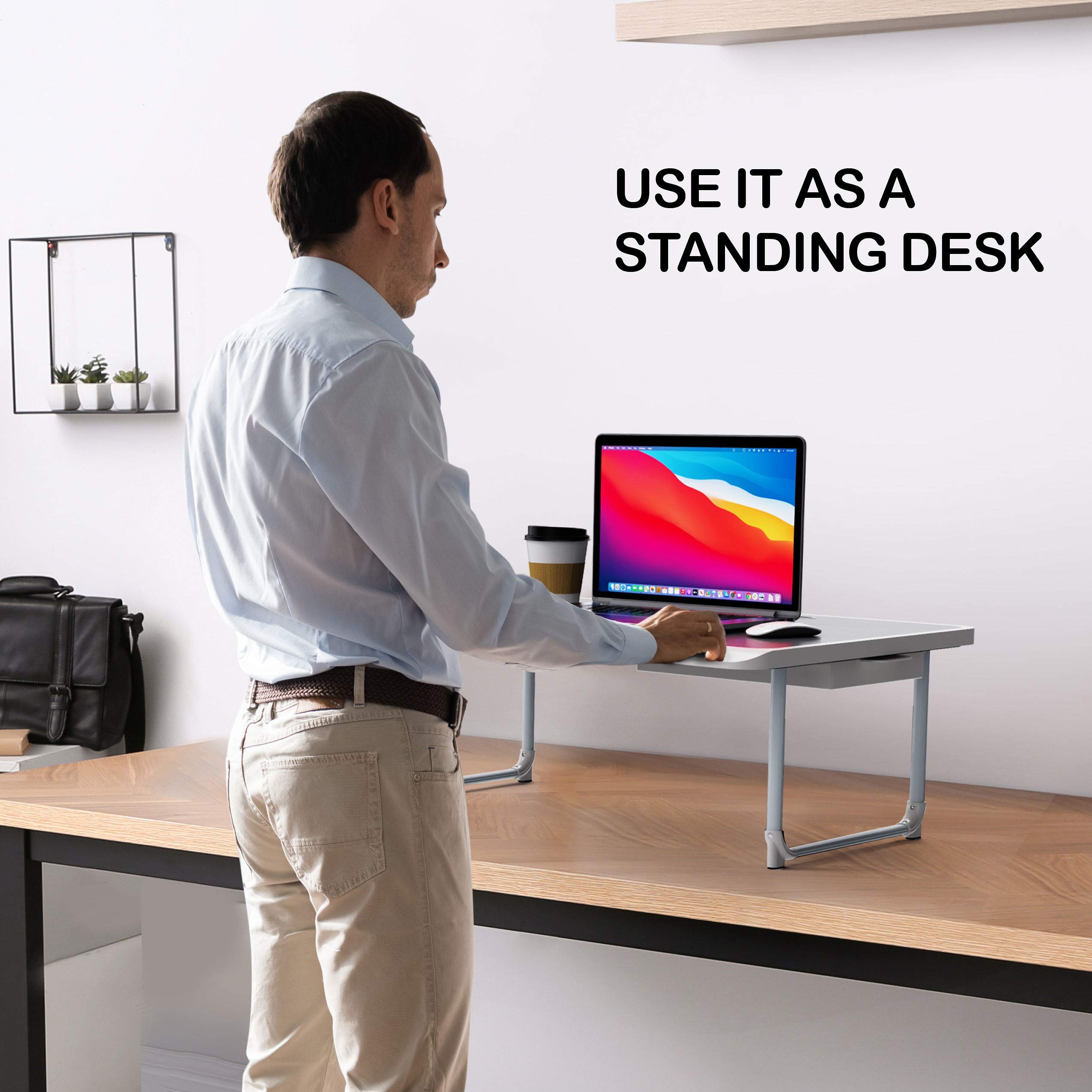 Foldable Laptop Table for Bed, Bed Desk for Laptop and Writing, Laptop