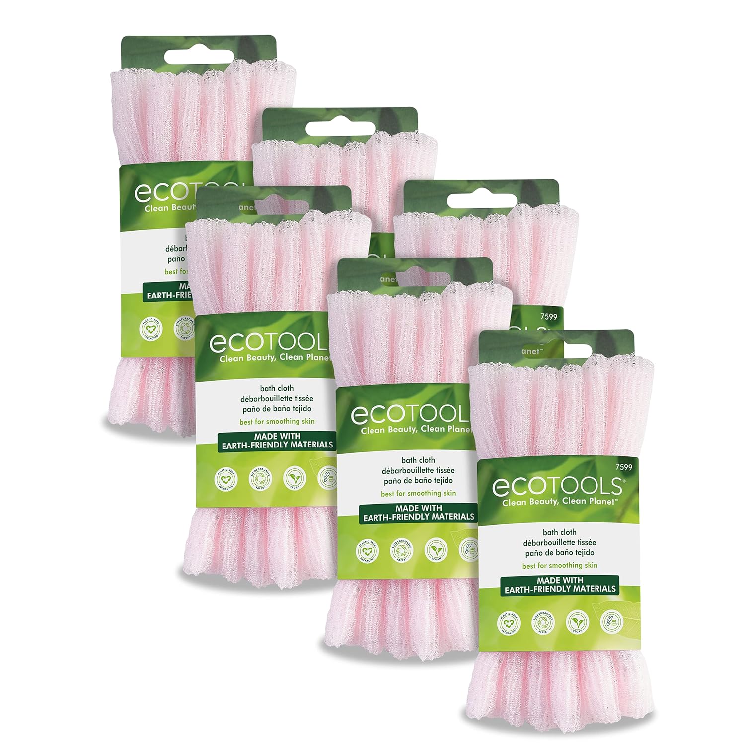 EcoTools Exfoliating Bath Cloth, Pink, Gently Removes Dirt, Oil, Skin Impurities