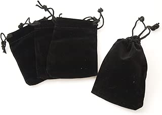 カラー 選べる 高級 ベロア 巾着 保存 袋 50枚 セット アクセサリー や 小物 に ジュエリー ポーチ ベルベット (ブラック)