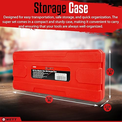 Miniatura 17 de WETT Master Torx - Juego de llaves de vaso Torx externas, 60 piezas de 1/4", 3/8", 1/2" de accionamiento E-Torx