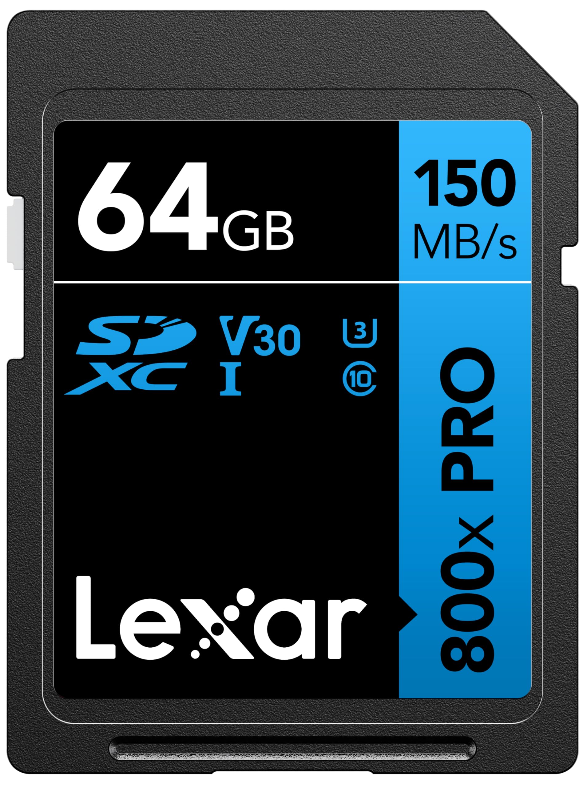 Lexar Carte mémoire SDXC Blue Series 64GB UHS-I V30 – 800x Pro, Read 150 MB/s