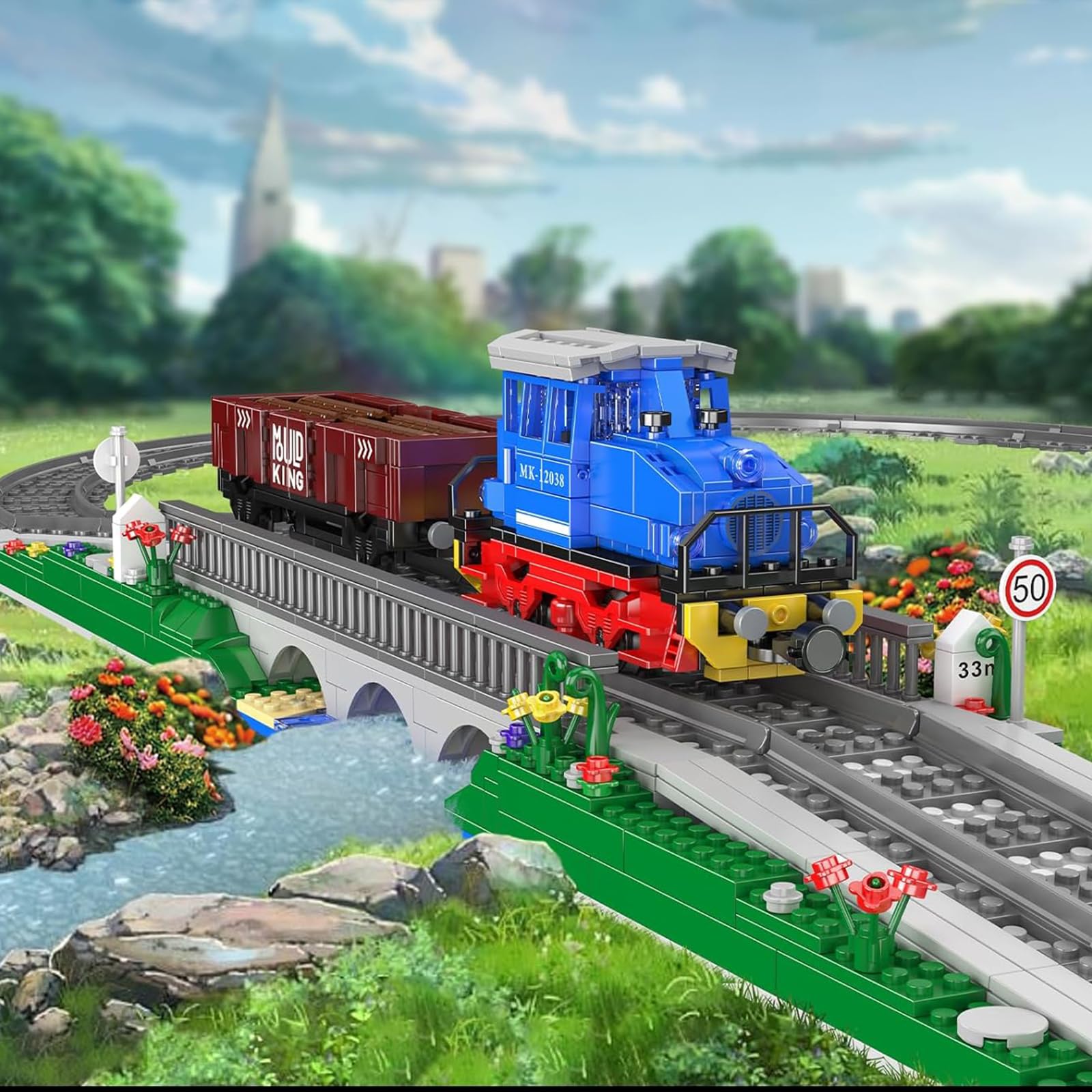 Mould King 12038 MOC Technik Ferngesteuert ESU KG230 Diesel Locomotive Eisenbahnen Zug Bauklötze Set Baukasten 1117 Stück Mit Schienenlieferung Güterwagen APP Technologie Klemmbausteine Bausatz