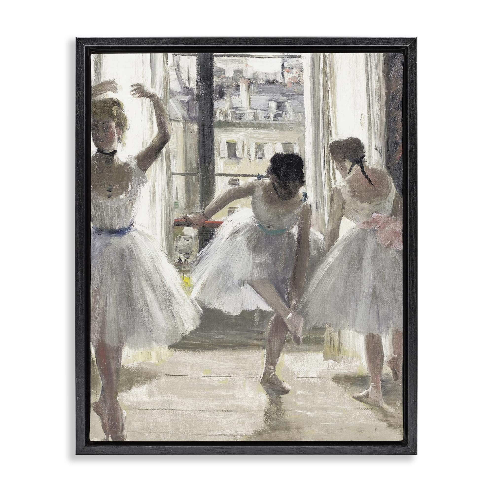 Stupell Industries Jet Black (Matte) 'Ballet Class In Practice', Floating Frame Canvas Art, Black, 25 X 31 Inches, Easy To Hang And Sturdy, Made In Usa, By Leah Straatsma