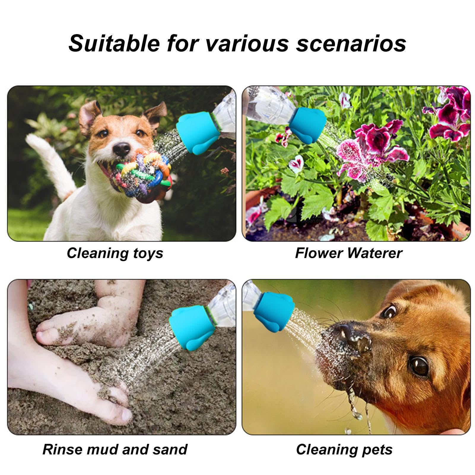 PHASZ Tragbarer Wasserflaschen-Duschkopf, Haustier-Duschkopfspray, Silikon-Flaschensprinkler, Wassersprüher-Zubehör für tragbare Hundedusche, Outdoor-Wandern, Camping, Schmutzentfernung