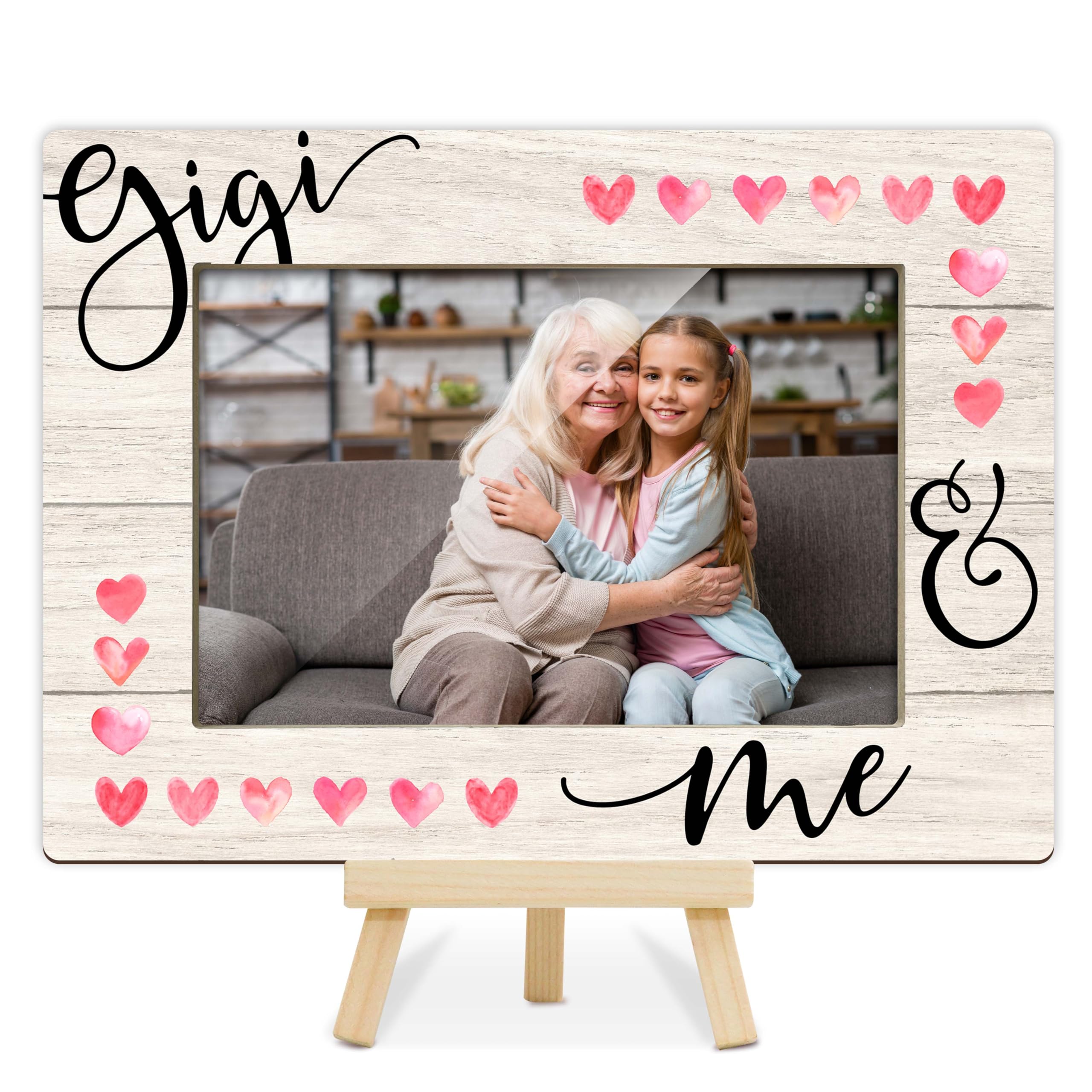 ZIIUFRN Gigi Picture Frame, Gigi And Me Picture Frame, Gigi Gifts, Gigi Gifts For Grandma, Mothers Day Birthday Gifts for Gigi Grandma, Wood 4x6 Photo