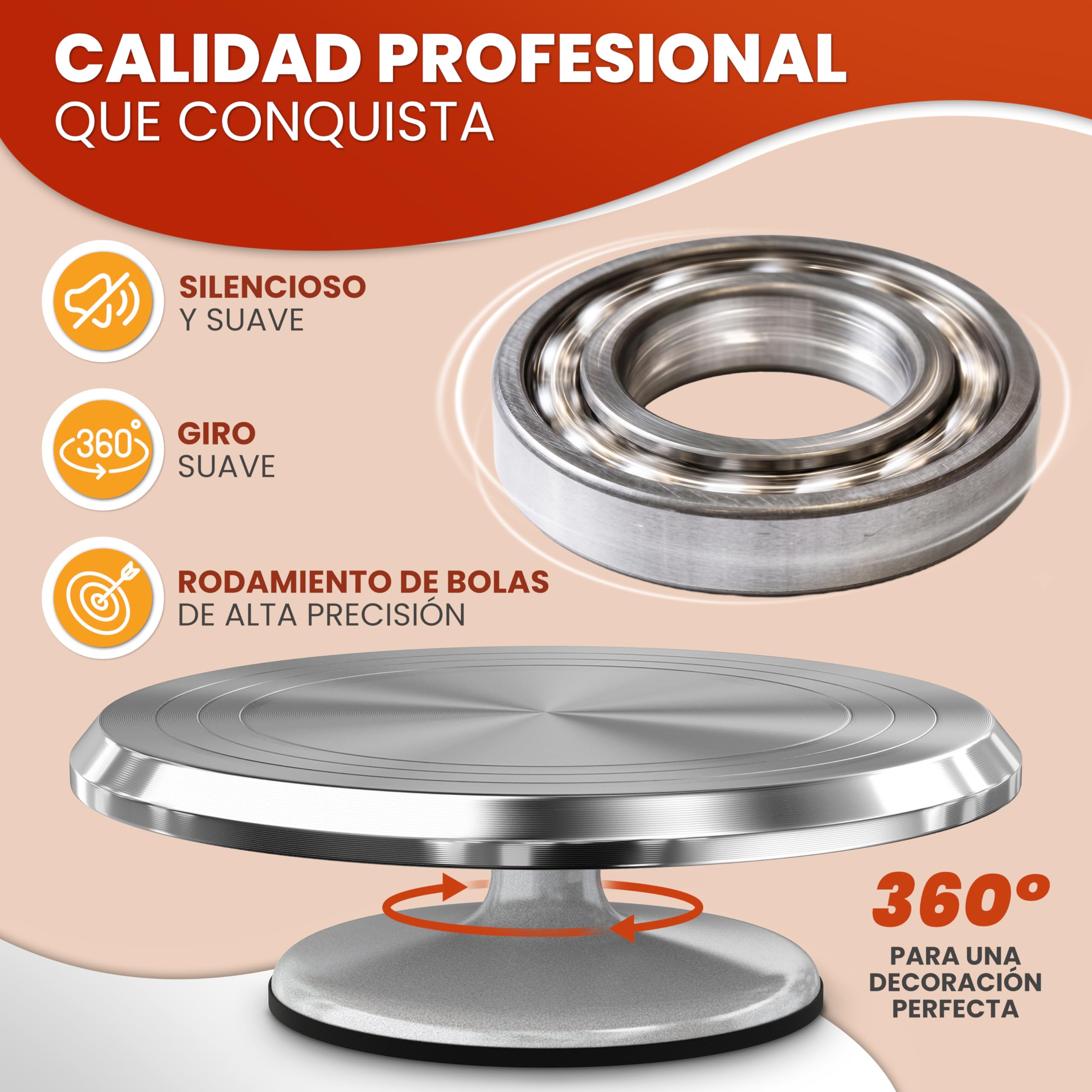 Plato giratorio profesional para tartas, 30 cm, de aluminio, con base antideslizante, placa giratoria de alta calidad para decorar tartas, accesorios de repostería, idea de regalo