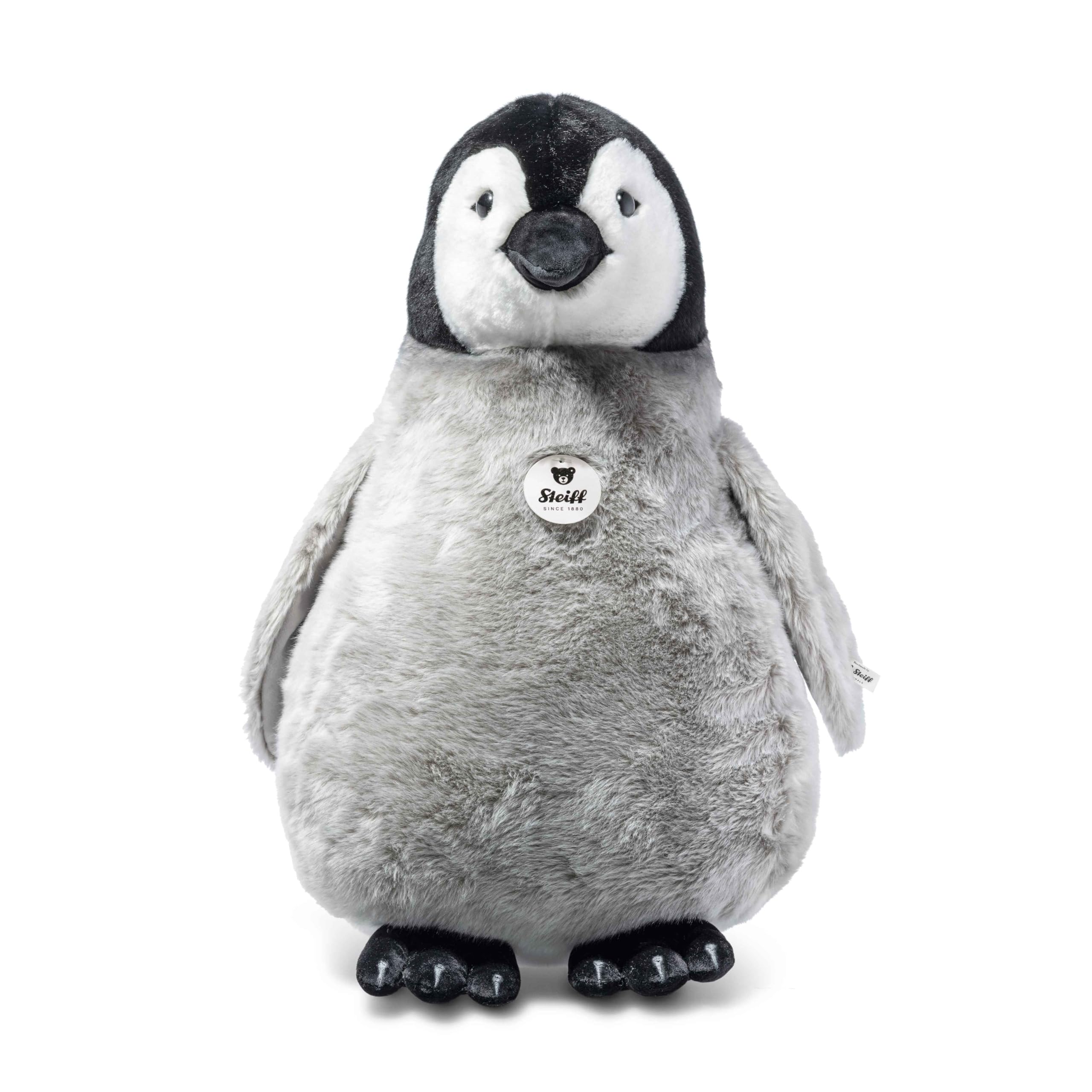 Steiff Pluszak Flaps pingwin, słodka pluszowa zabawka z oczami z tworzywa sztucznego, dla dzieci, chłopców i dziewczynek, pluszowa zabawka 60 cm, jasnoszara, 075728