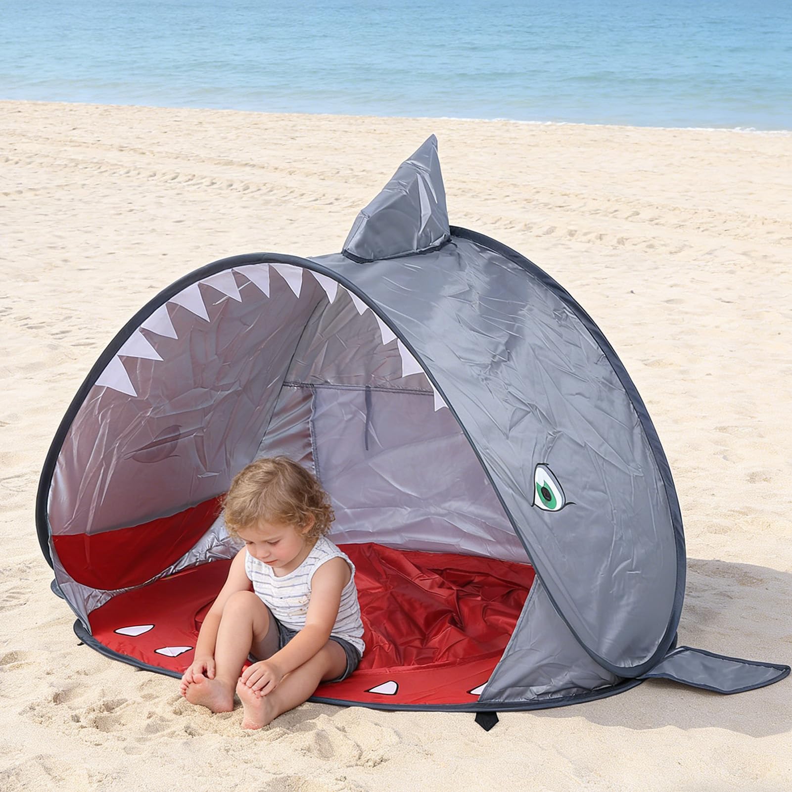 Carpa de Playa para bebé Carpa de Playa Portátil Refugio Solar Emergente [Marca] de con Sombra Piscina para Bebés a Prueba de Viento Protección UV con Bolsillo