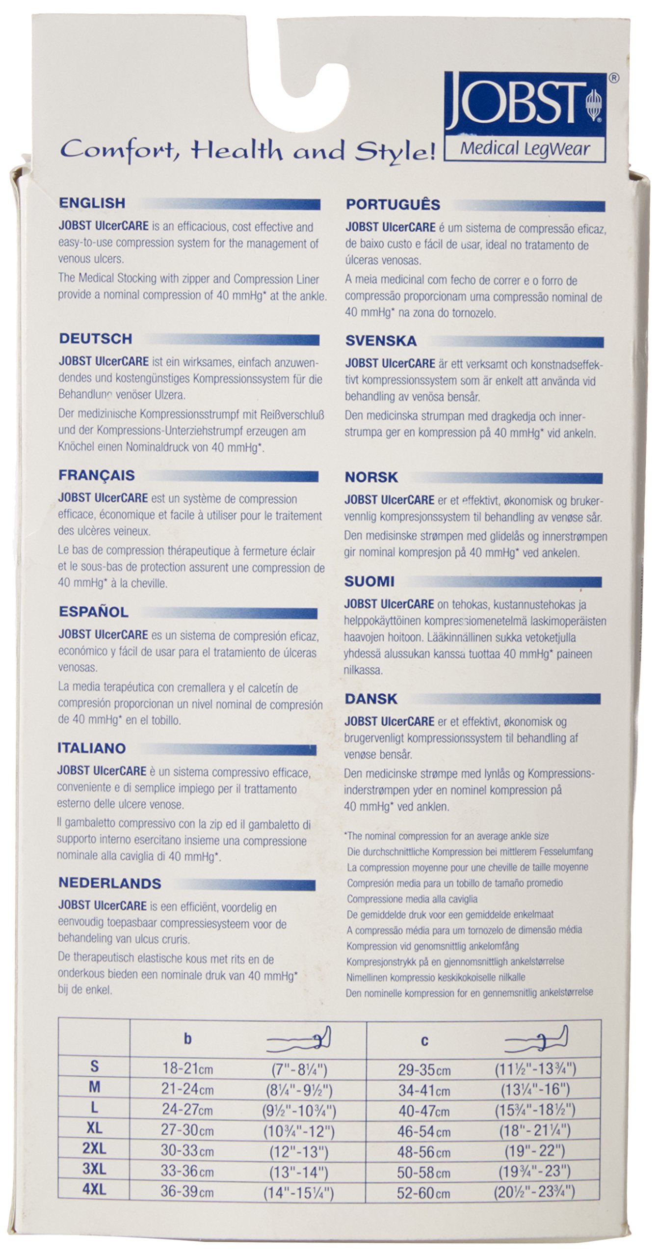Jobs ulcercare - Media terapéutica con cremallera en la parte izquierda, talla grande, color negro