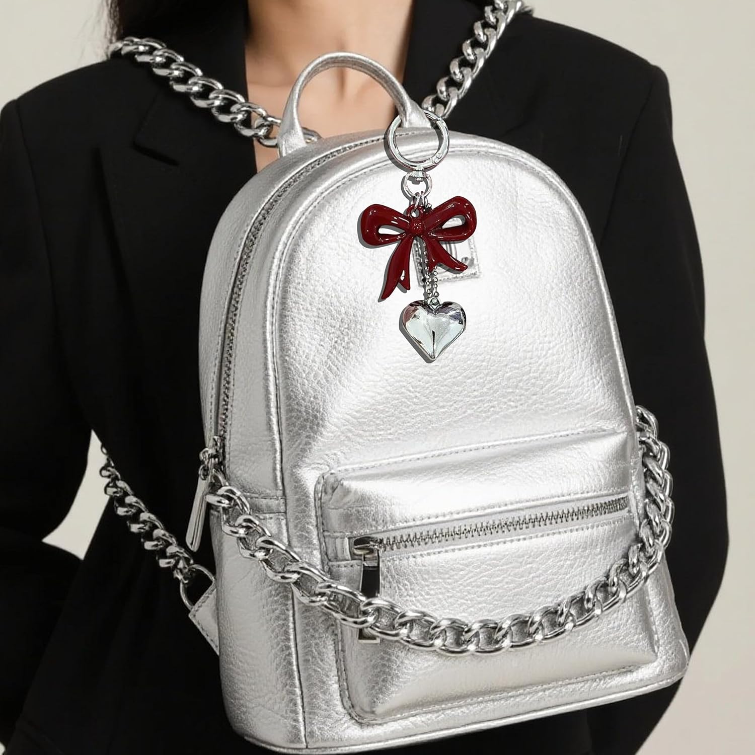 Angyape Bag Charms Purse Charms for Women Handbags Accessories Cute Heart Bow Keychain Car Keychain Birthday Christmas Gifts - Image 3