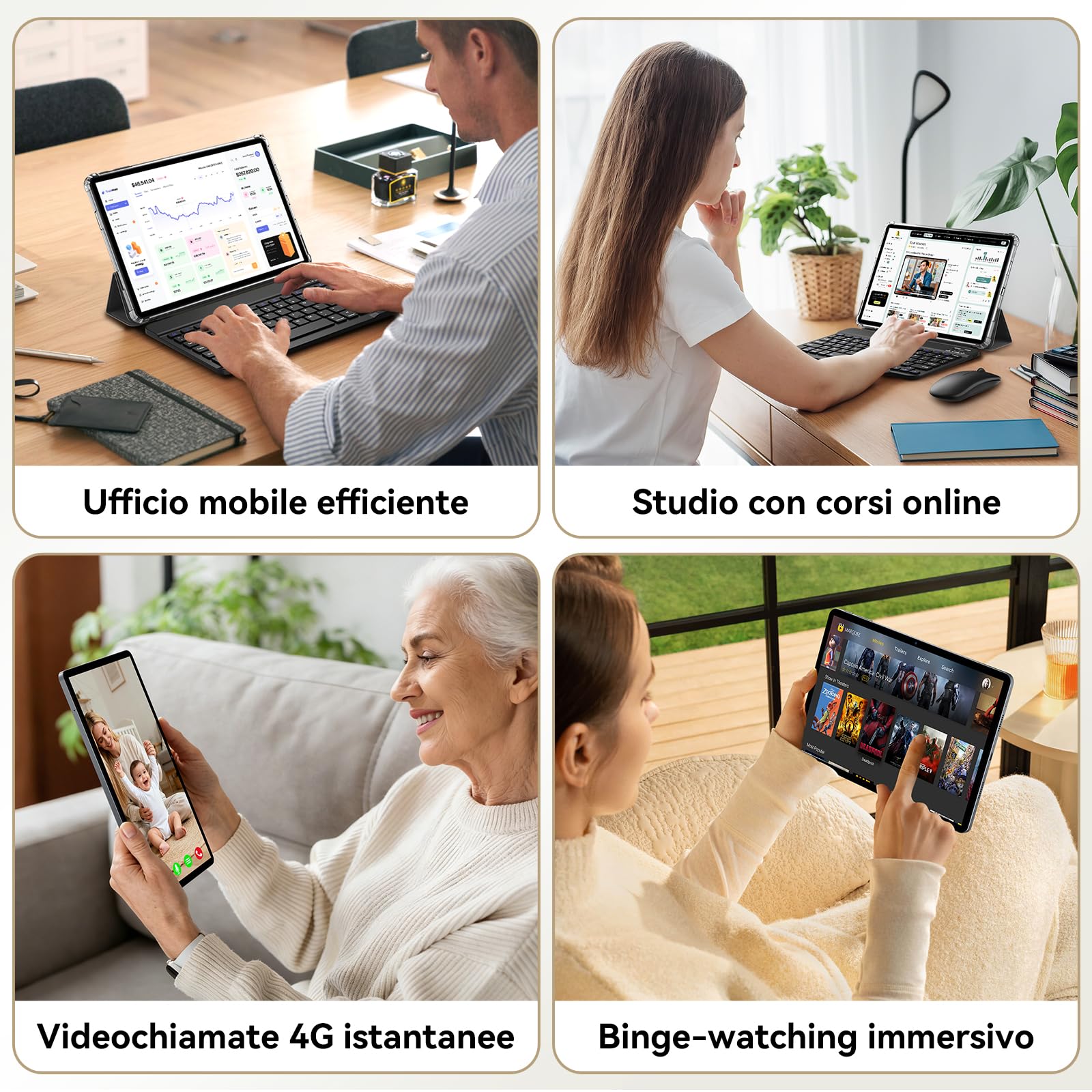 TABWEE T12Pro Android 16 Tablet con Tastiera, 2.8K QHD+, Helio G100 | Tablet 11 Pollici in Offerta con Sim, 32 GB RAM+256 GB ROM, 8000 mAh, 13 MP+8 MP, Widevine L1, Gemini AI (Garanzia di 4 Anni)