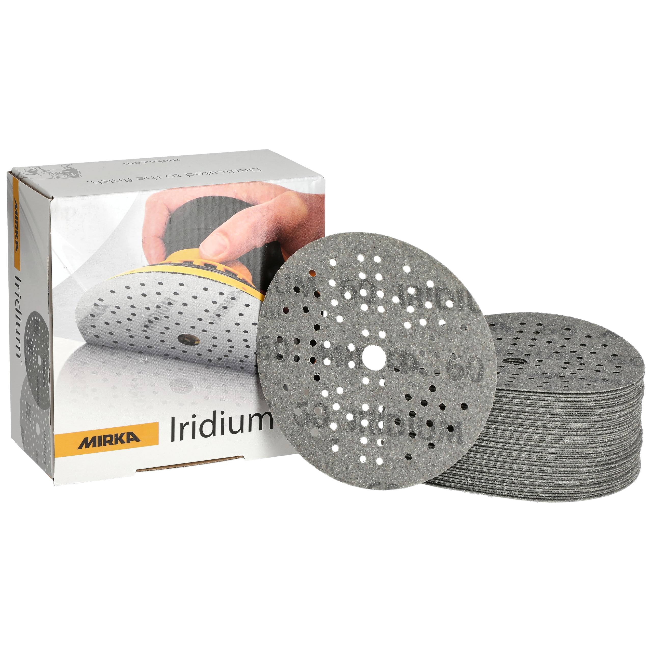 Mirka carta abrasiva Iridium Ø125 mm a strappo 89 fori grana 60 50 pz | Per levigatura precisa su vernice stucco legno acciaio plastica con 89 fori per aspirazione polvere efficiente