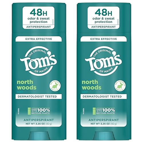 Tom's of Maine North Woods Desodorante natural para hombres y mujeres, sin aluminio, 3.25 onzas, paquete de 2